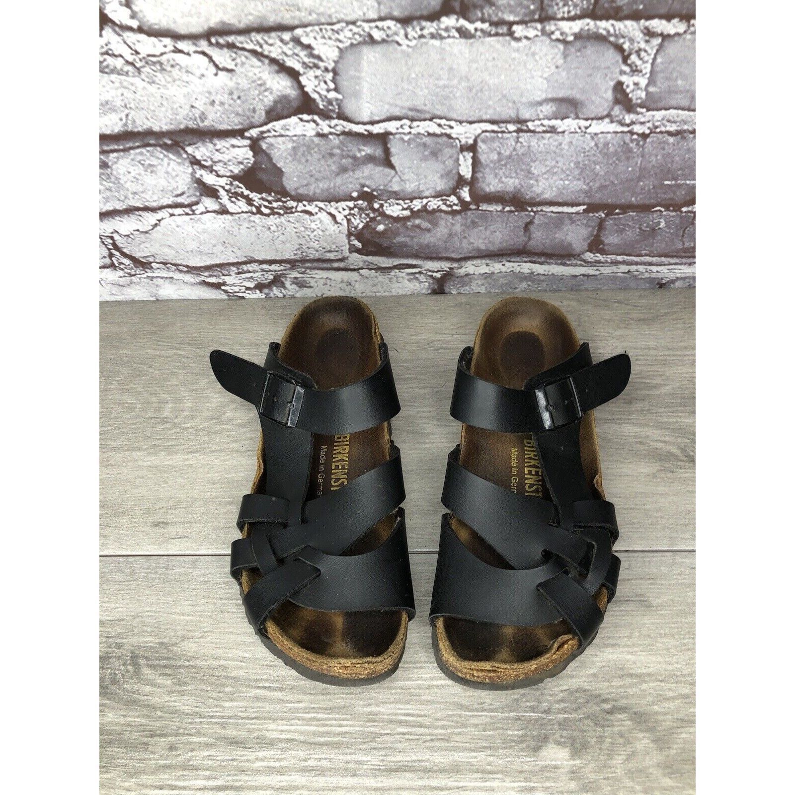 Birkenstock Birkenstock Pisa Black Leather Strappy Slides Cork Sandals W Size US 5.5 / IT 35.5 - 11 Thumbnail