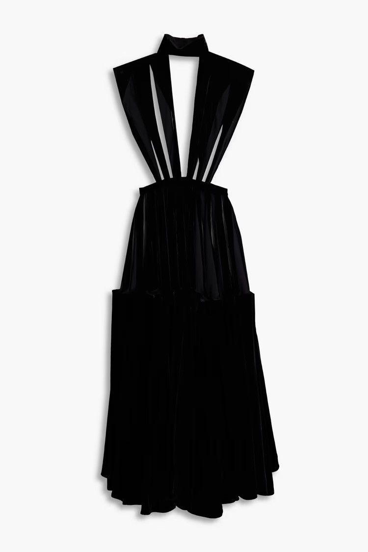 Valentino VALENTINO GARAVANI Cutout silk-velvet midi dress Black IT 40 Size S / US 4 / IT 40 - 1 Thumbnail