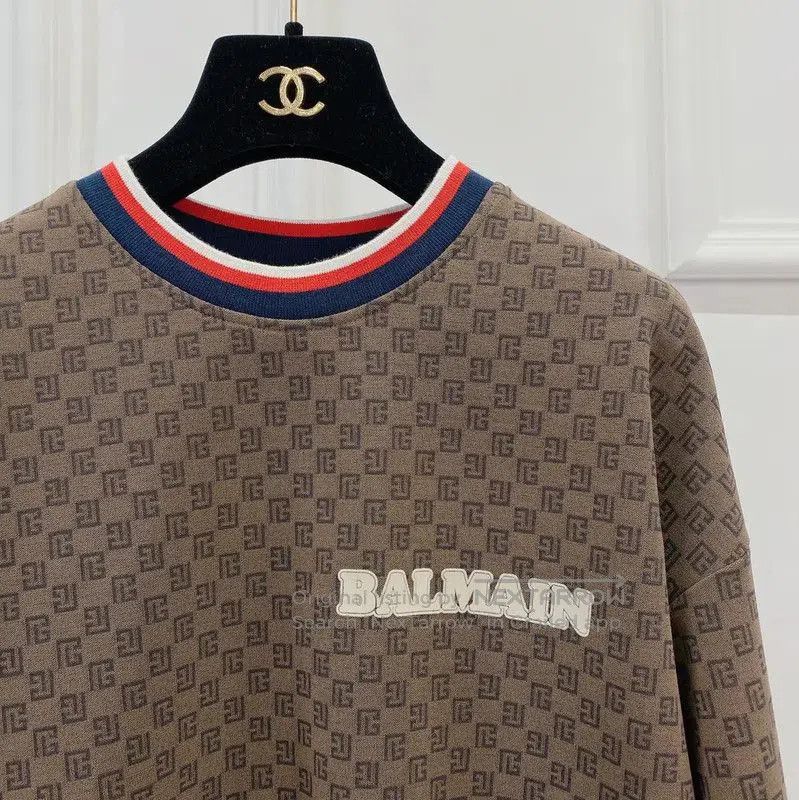 Balmain Balmain Brown Cotton Long Sleeve Cropped Sweatshirt . Size M / US 6-8 / IT 42-44 - 3 Thumbnail