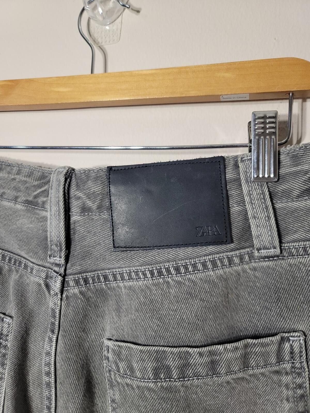 Zara Zara Y2K Gray Wide Leg Tie-Waist Jeans Streetwear Sz 28 Size 28" / US 6 / IT 42 - 6 Thumbnail