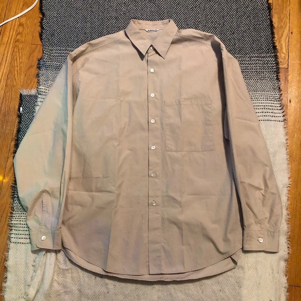 Auralee Washed Finx Twill Big Shirt Light Brown - Size 5 L/XL 