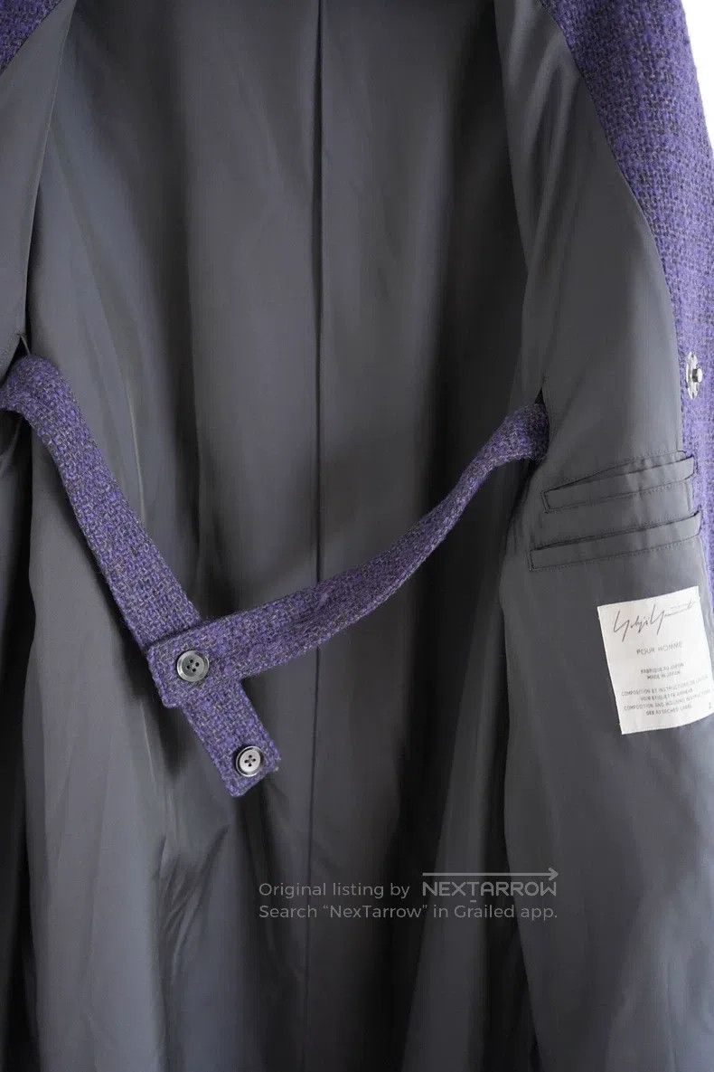 Yohji Yamamoto Yohji Yamamoto 12aw silver-button coarse-weave belt coat Size US M / EU 48-50 / 2 - 5 Thumbnail