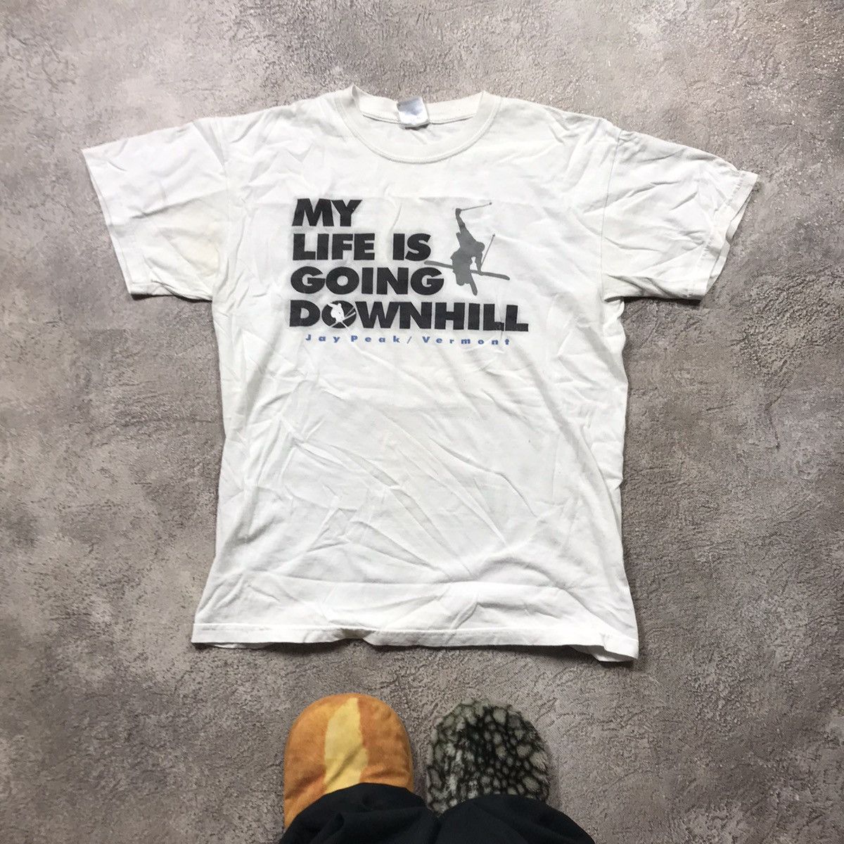 Vintage Vintage 90s Graphic Tee My Life Is Going Downhill Y2K Skate Size US S / EU 44-46 / 1 - 1 Thumbnail