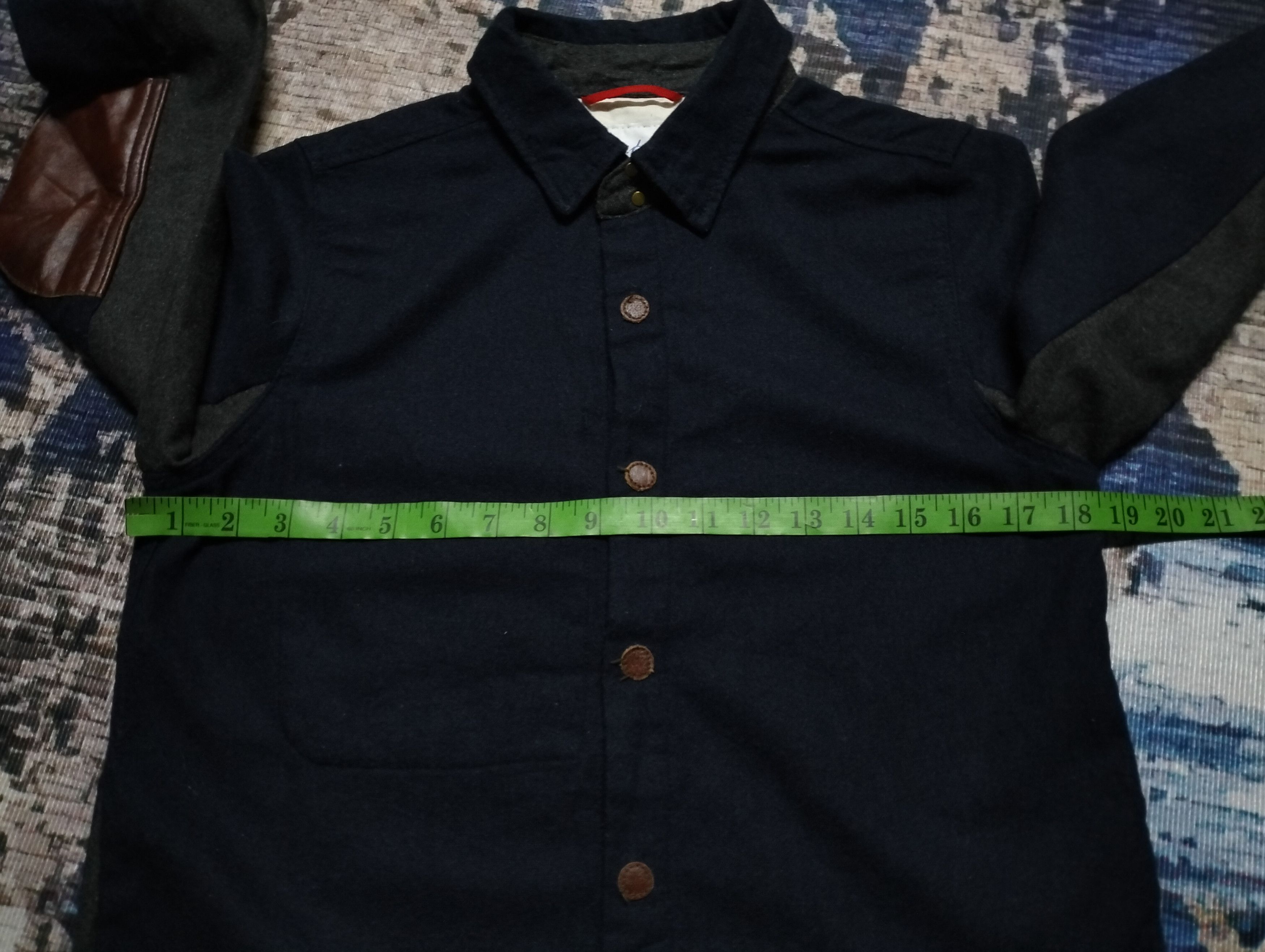 Japanese Brand Clip.Tab Marine Peche Wool Shirt Button Down Leather Part Size US S / EU 44-46 / 1 - 17 Thumbnail