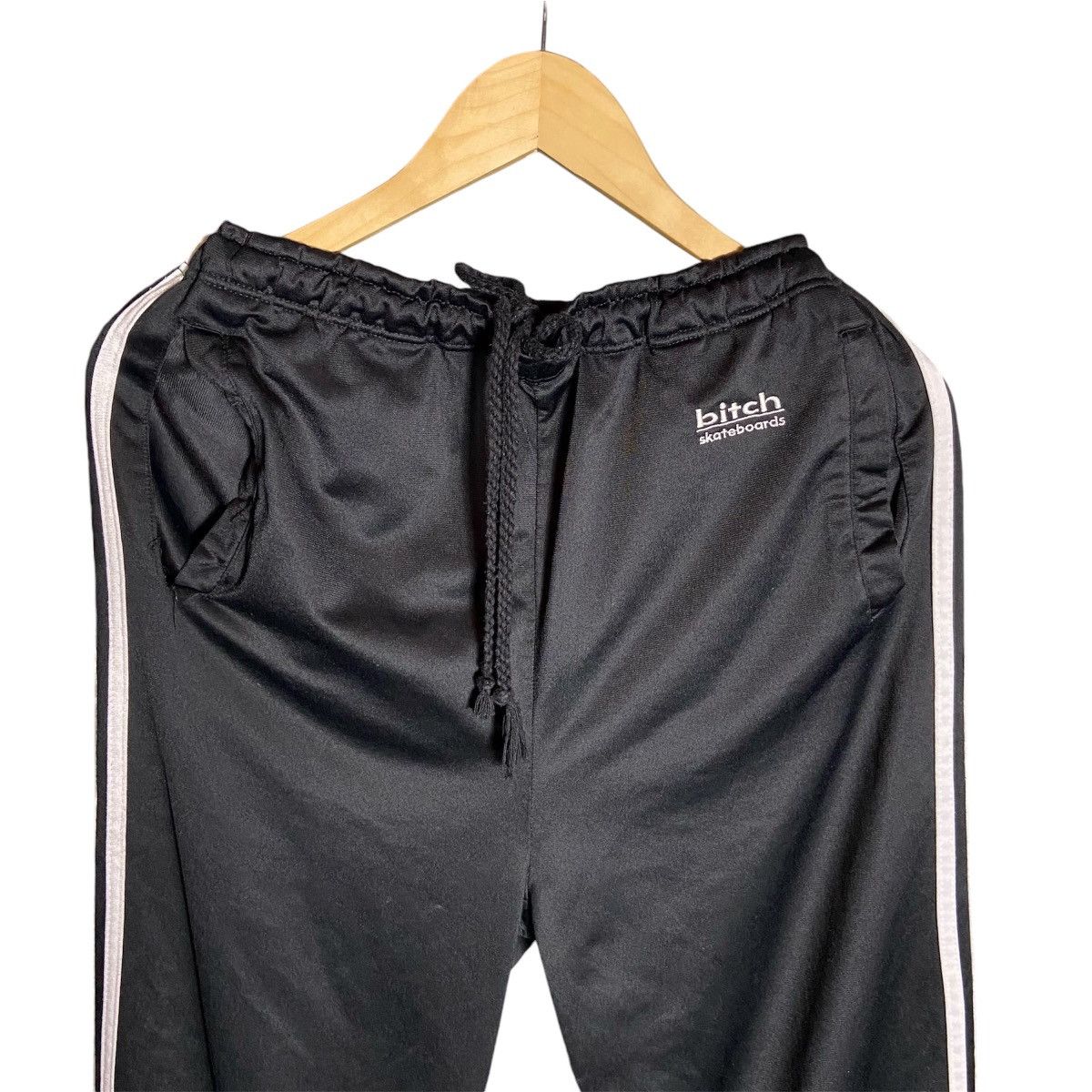 Vintage Vintage 90s Bitch Skateboards Embroidery Striped Track Pants Size US 34 / EU 50 - 2 Thumbnail