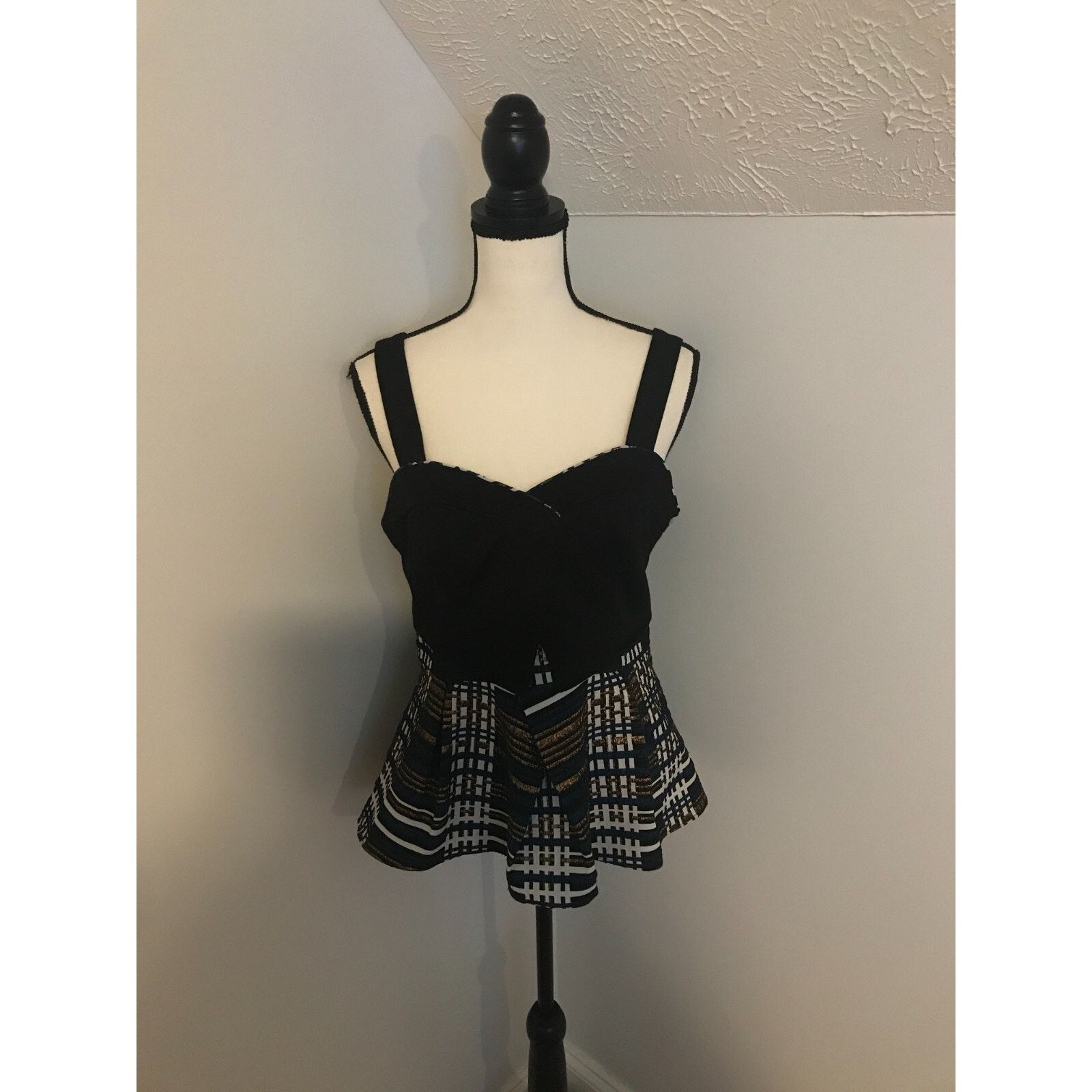 Anthropologie Anthropologie Deletta Nathalie Plaid Metallic Peplum Tank Size M / US 6-8 / IT 42-44 - 1 Thumbnail
