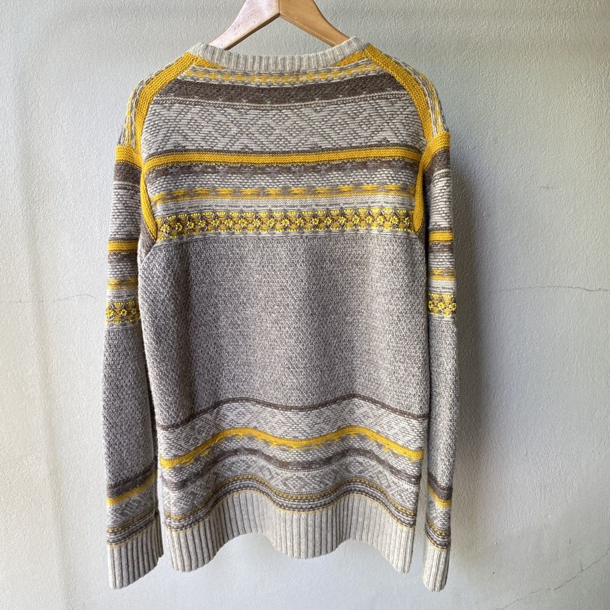 Zucca ZUCCA Gray & Yellow Knit Sweater Size L / US 10 / IT 46 - 2 Thumbnail