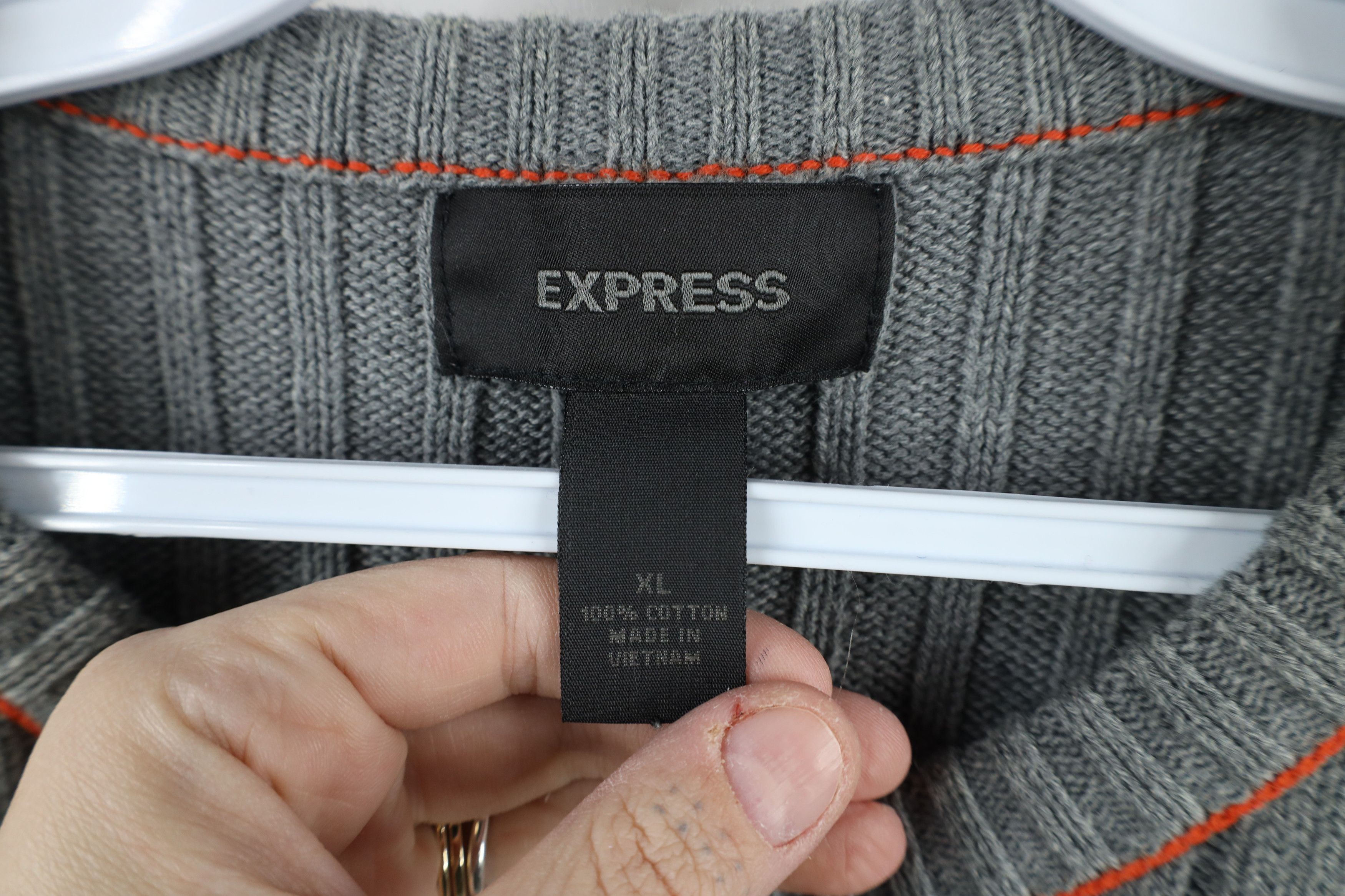 Express × Vintage Vintage Y2K Express Chunky Ribbed Knit Crewneck Sweater Gray Size US XL / EU 56 / 4 - 4 Thumbnail