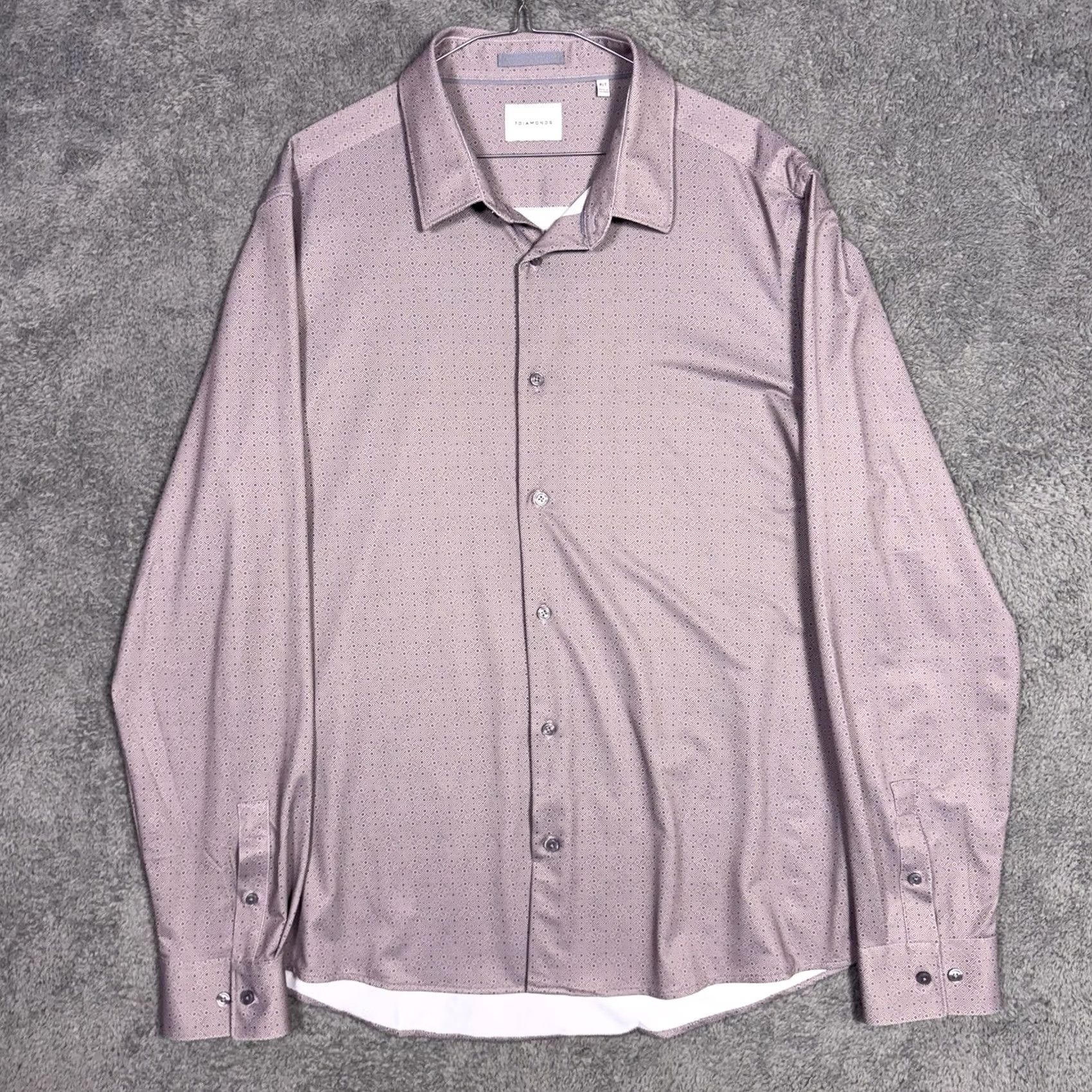 Vintage VINTAGE 7 Diamonds Shirt Mens XLT 4-Way Stretch Geometric All Over Print Granger Preppy Size US XL / EU 56 / 4 - 3 Thumbnail