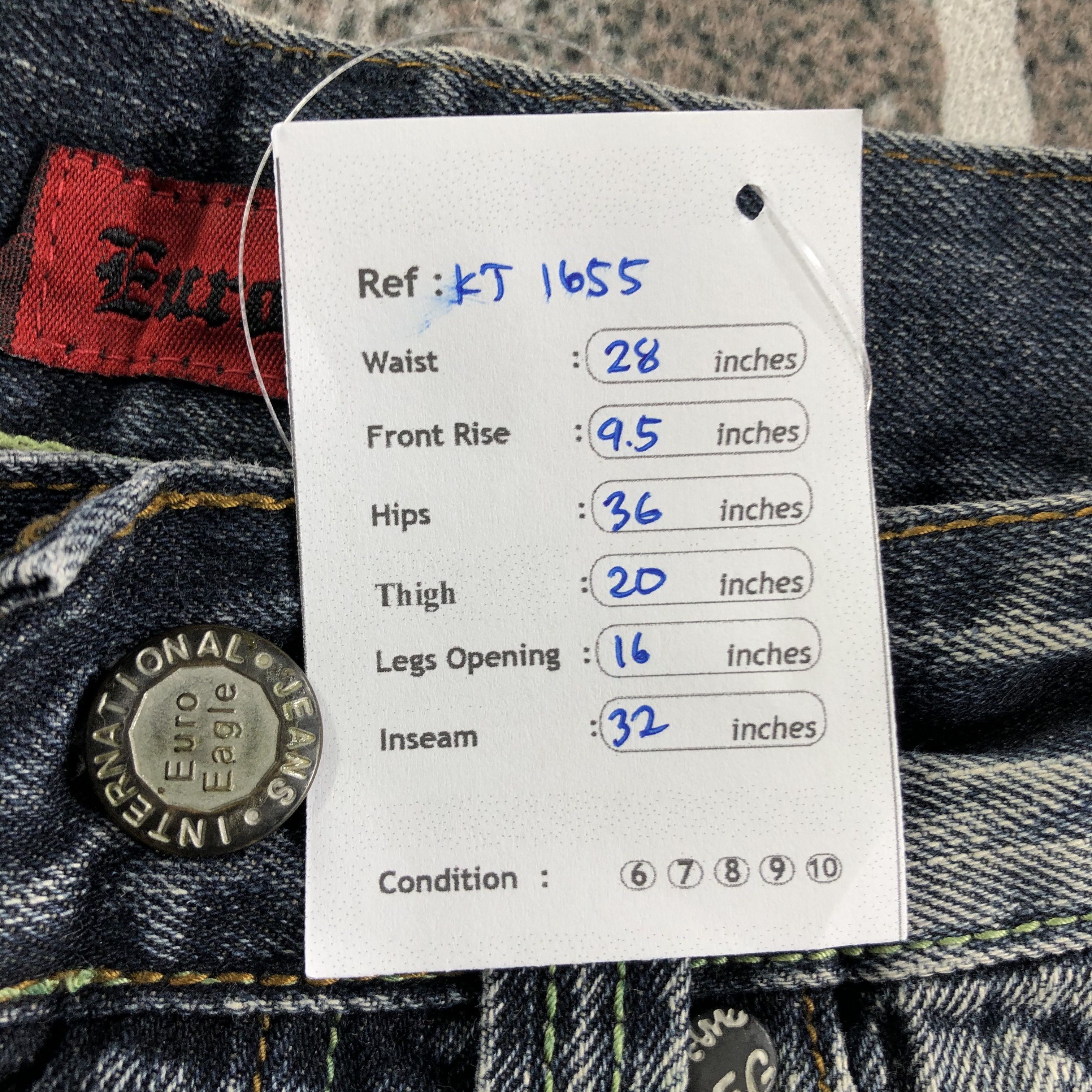 Vintage Euro Eagle Co Jeans Faded Blue Denim KJ1655 Size US 28 / EU 44 - 11 Thumbnail