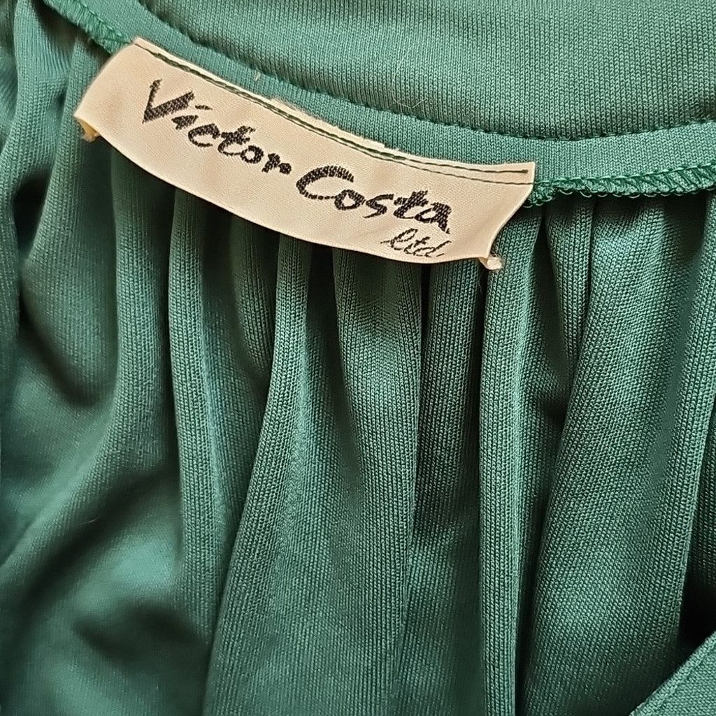 The Unbranded Brand Victor Costa Green Neck Tie Maxi Flowy Long Sleeve Dress M Size M / US 6-8 / IT 42-44 - 6 Thumbnail