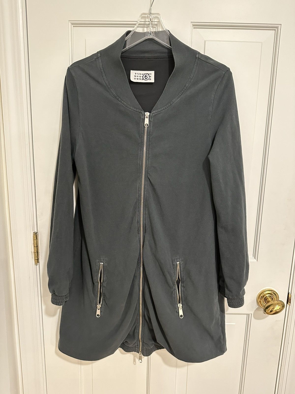 image of Mm6 Maison Margiela Long Bomber Sweater in Blue, Men's (Size Small)