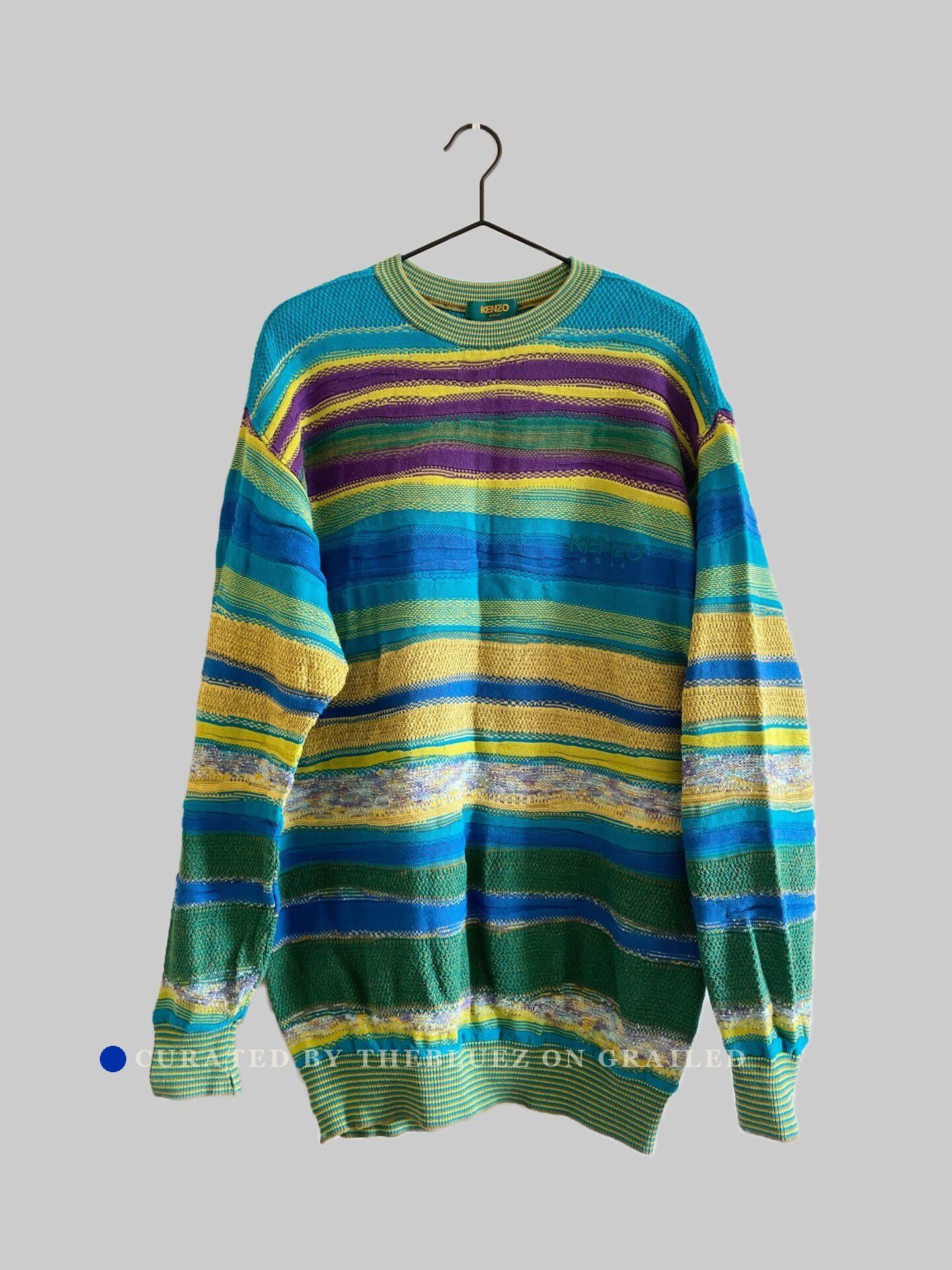 Other Vintage KENZO GOLF Striped Sweater Size US L / EU 52-54 / 3 - 1 Thumbnail
