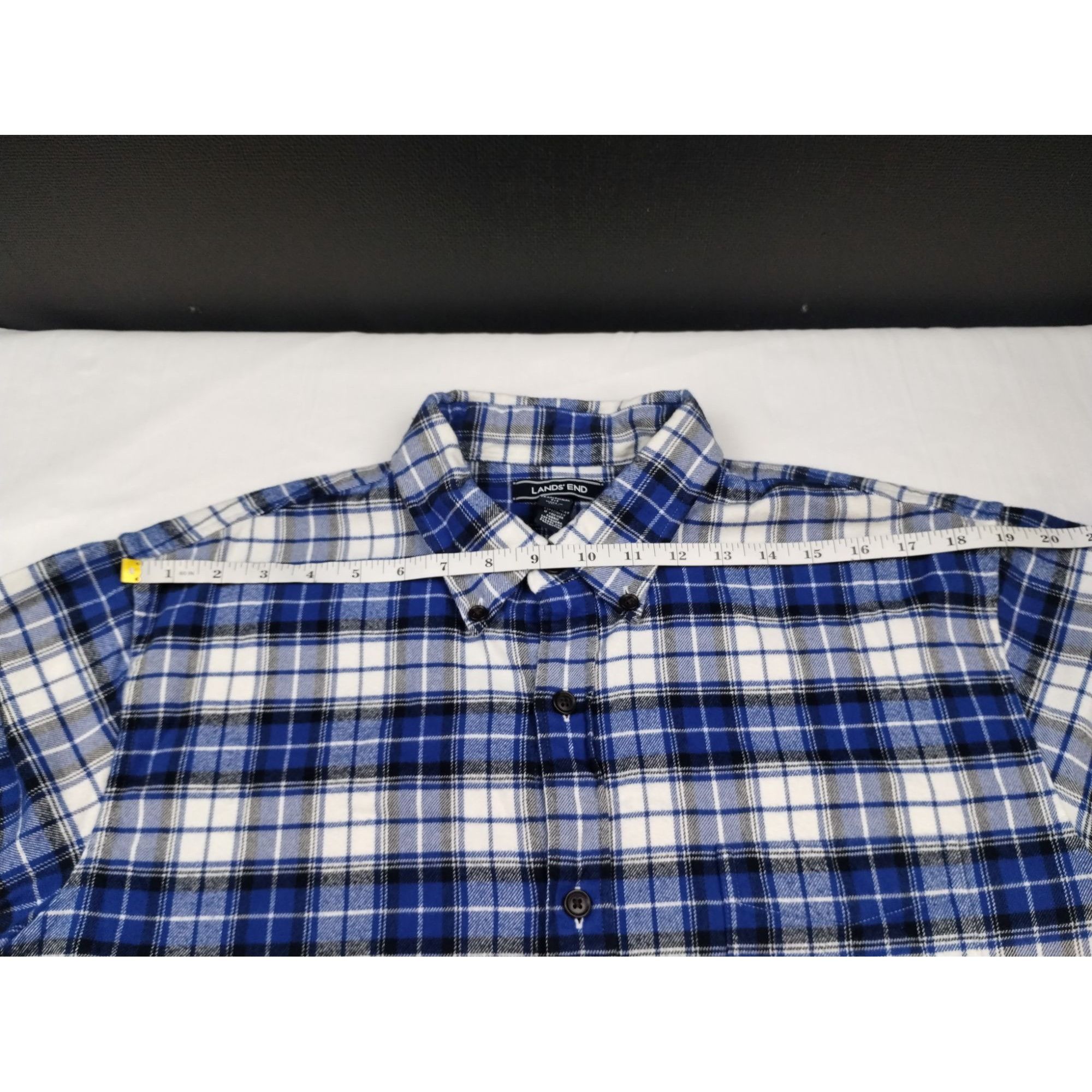 Lands' End Lands' End Men's Blue Plaid Shirt/Button Up Sz L SKU 4011 Size US L / EU 52-54 / 3 - 7 Thumbnail