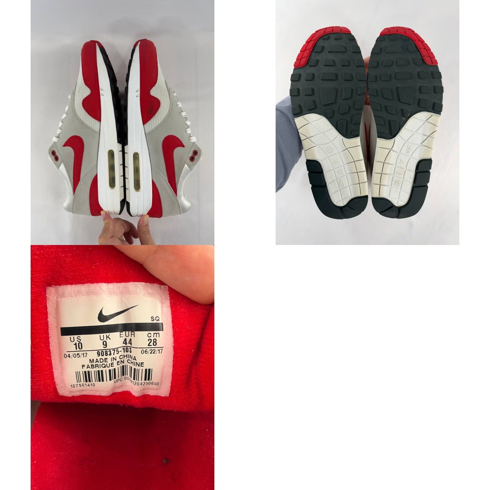 Nike Nike Air Max 1 Sneaker Athletic White Red 2017 Size 10 908375-103 Mens Size US 10 / EU 43 - 8 Thumbnail
