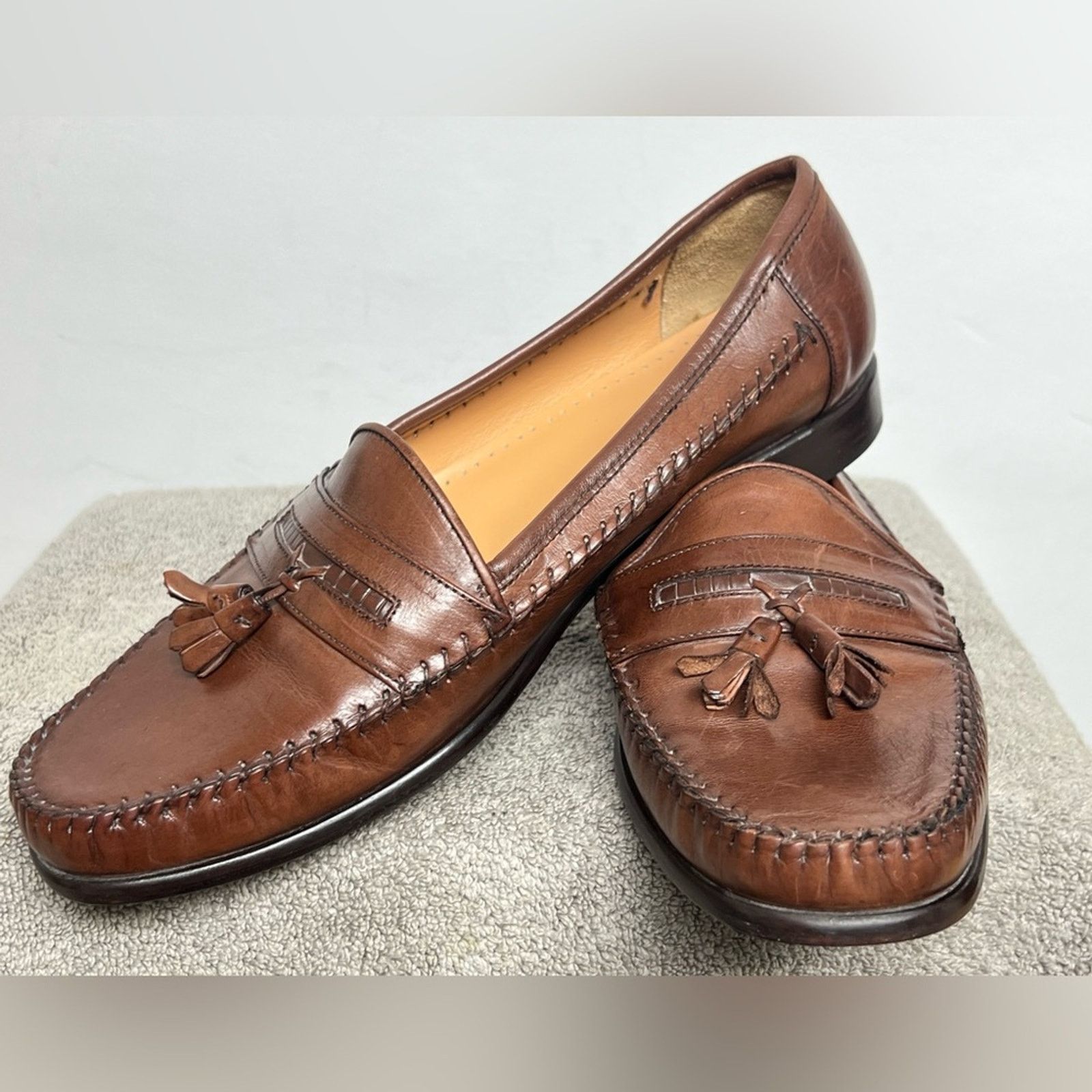 Giorgio Brutini Giorgio Brutini Brown Leather Tassel Slip On Loafers Shoes Size US 13 / EU 46 - 4 Thumbnail