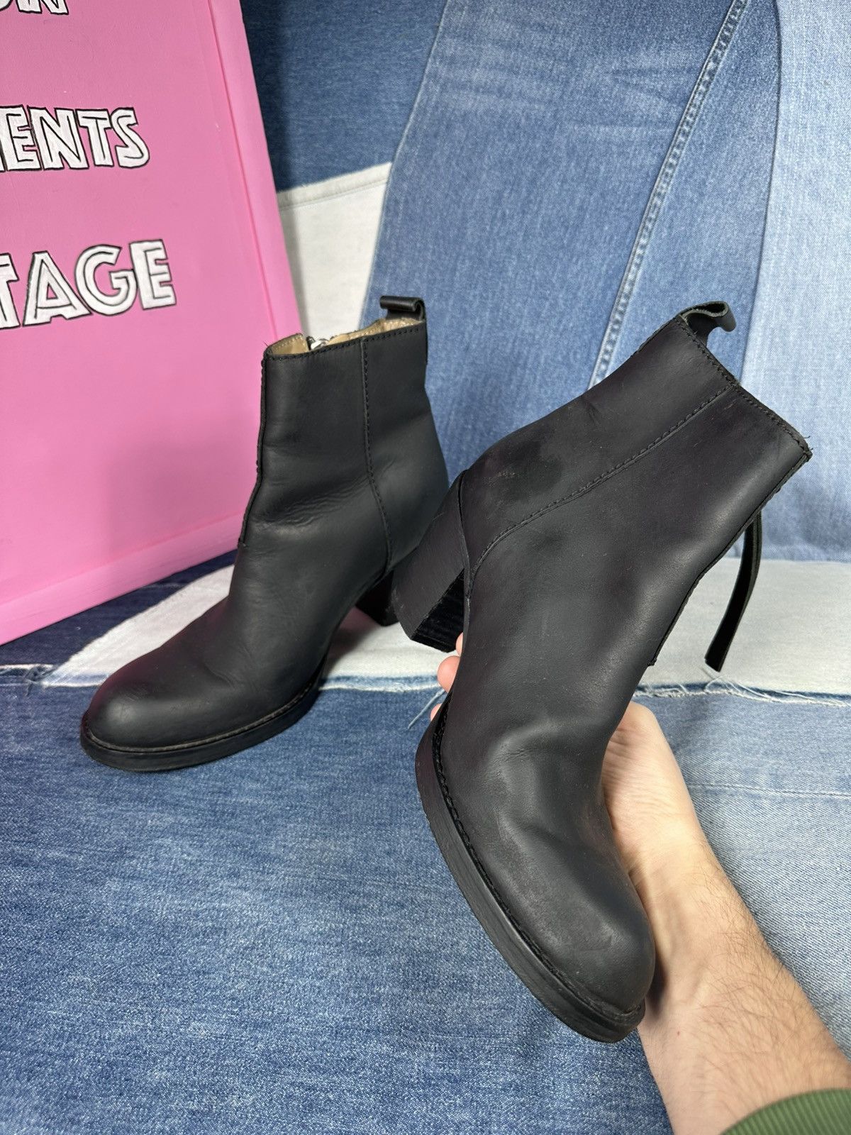 Acne Studios Acne Studios Leather Pistol Black Block Heels Ankle Boots Size US 10 / IT 40 - 8 Thumbnail