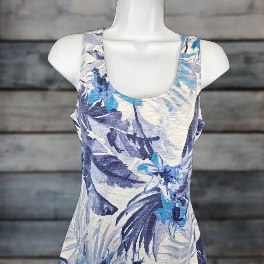 Tommy Bahama VINTAGE Tommy Bahama Womens Tank Top Sz Small Blue Purple Palm Print Cutout Size S / US 4 / IT 40 - 1 Thumbnail