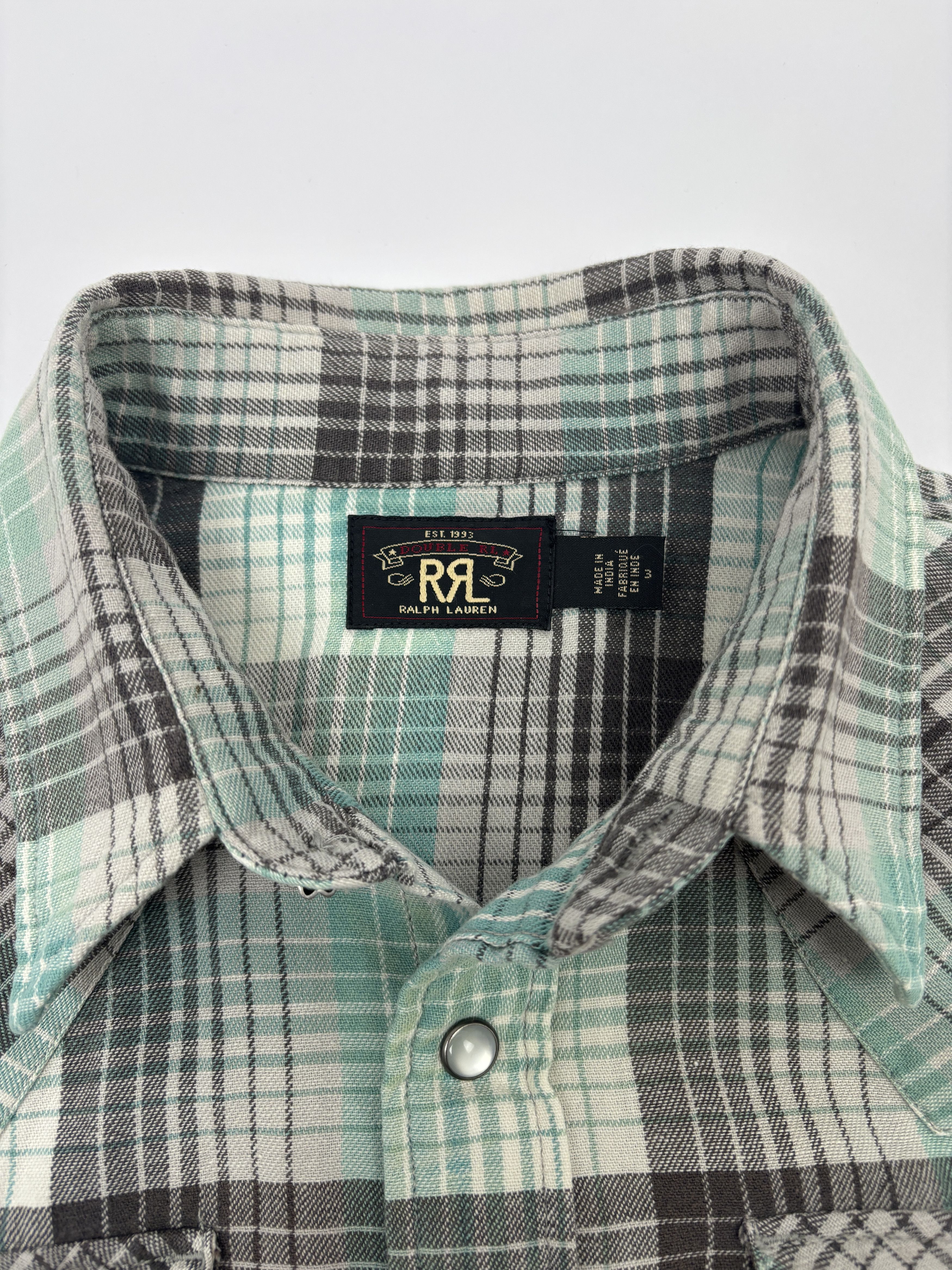 RRL Ralph Lauren RRL Women’s Western Shirt Cotton Plaid Size L / US 10 / IT 46 - 4 Thumbnail