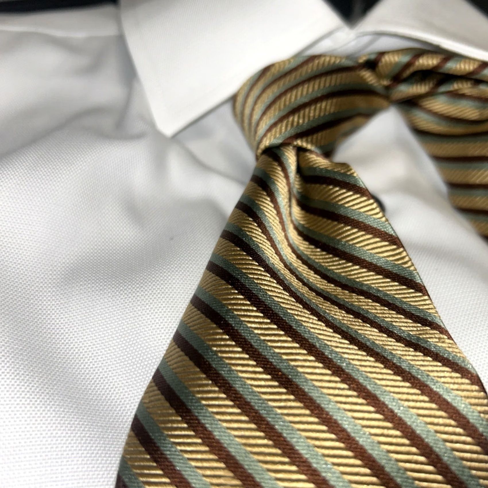 Brooks Brothers VINTAGE Brooks Brothers Makers Tie Skinny Brown Silk Repp Stripe England Woven Adjustable Short Mens Size ONE SIZE - 2 Thumbnail