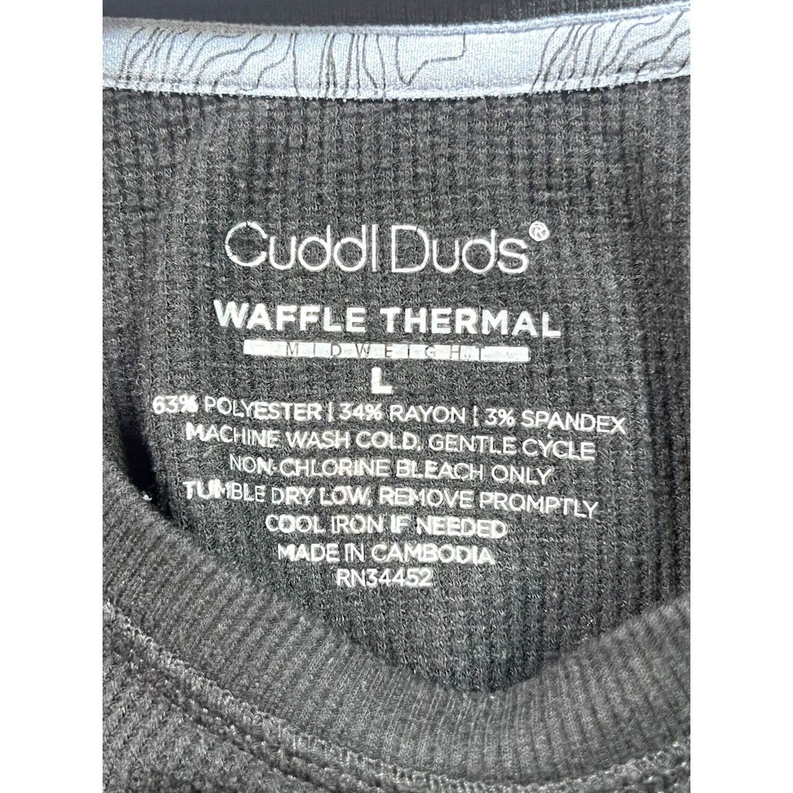 Vintage Cuddle Duds Men’s | Size L | Black Waffle Knit Thermal Shirt Loose Fit | Crew Neck | Pullover | Long Sleeve | Regular Fit Size US L / EU 52-54 / 3 - 4 Thumbnail