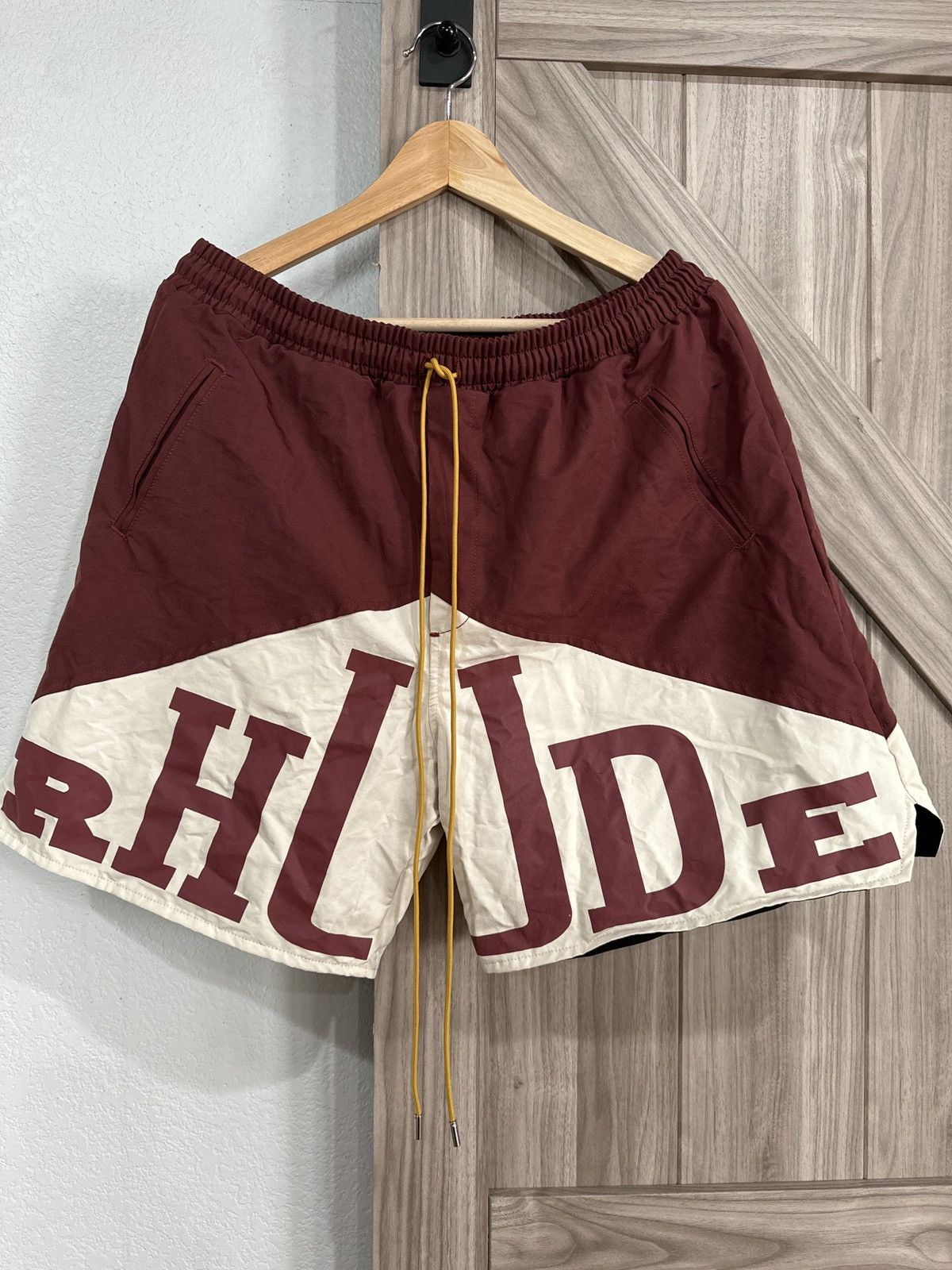 image of Rhude Yachting Shorts Size Large NWT in Burgundy, Men's