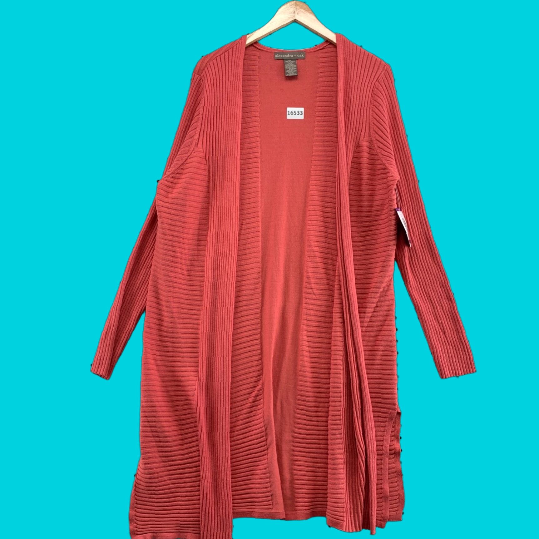 Vintage NEW Alexandra + Oak Long Sleeve Ribbed Cardigan Sweater 2XL XXL Long Open Front Size XXL / US 16-18 / IT 52-54 - 1 Thumbnail