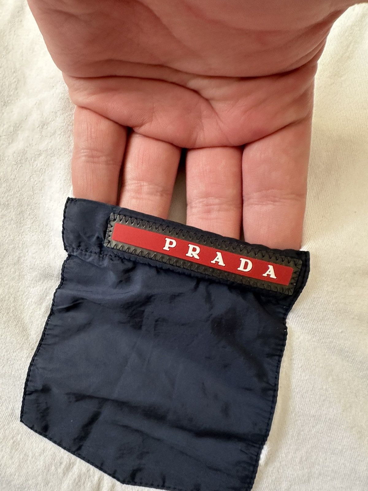 Prada Prada Milano White Red Tab T Shirt Nylon Pocket size L hype Size US L / EU 52-54 / 3 - 6 Thumbnail