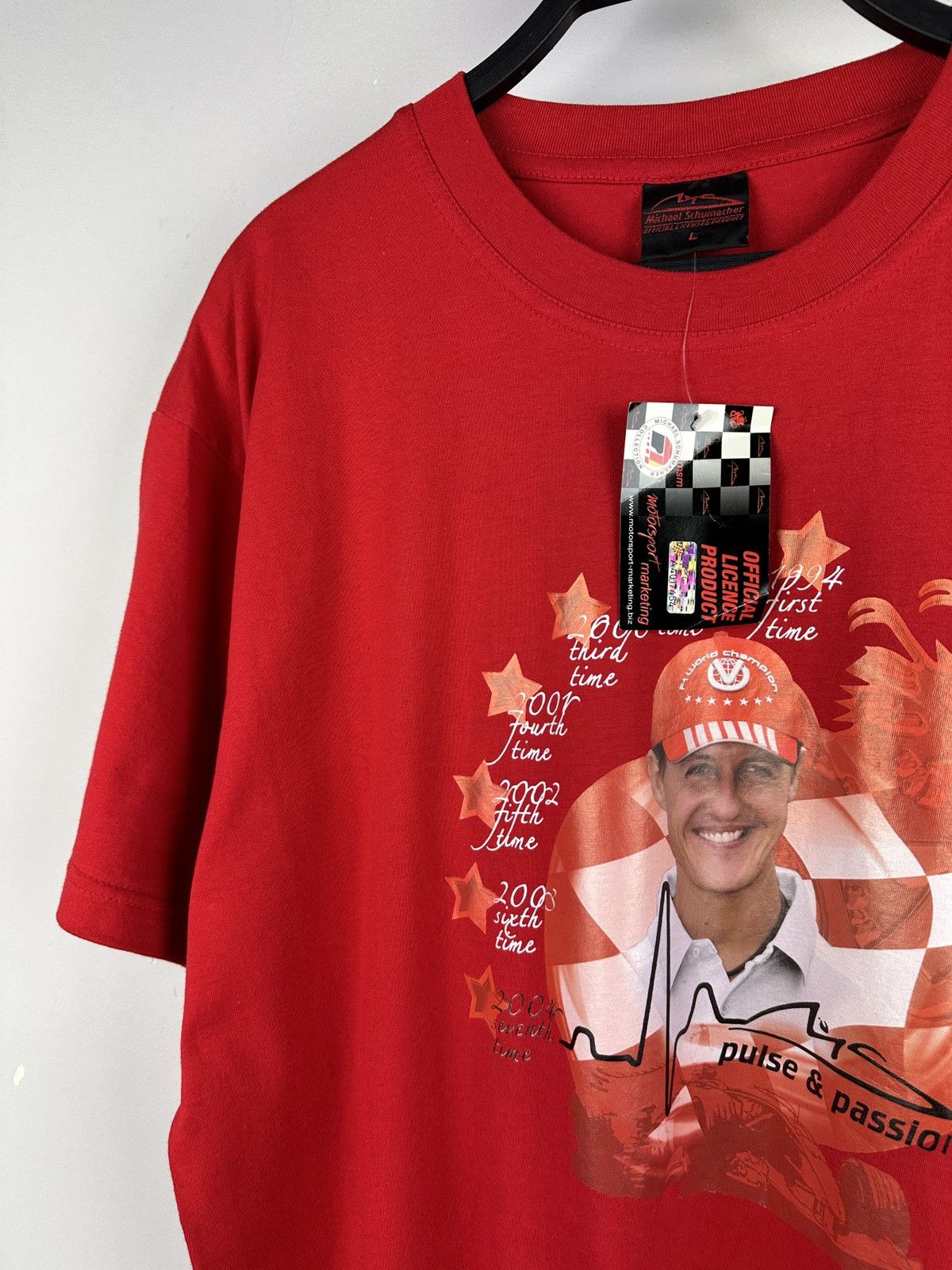 Ferrari × Vintage NEW! Michael Schumacher Pulse Passion F1 Time Champion Tee Size US L / EU 52-54 / 3 - 2 Thumbnail