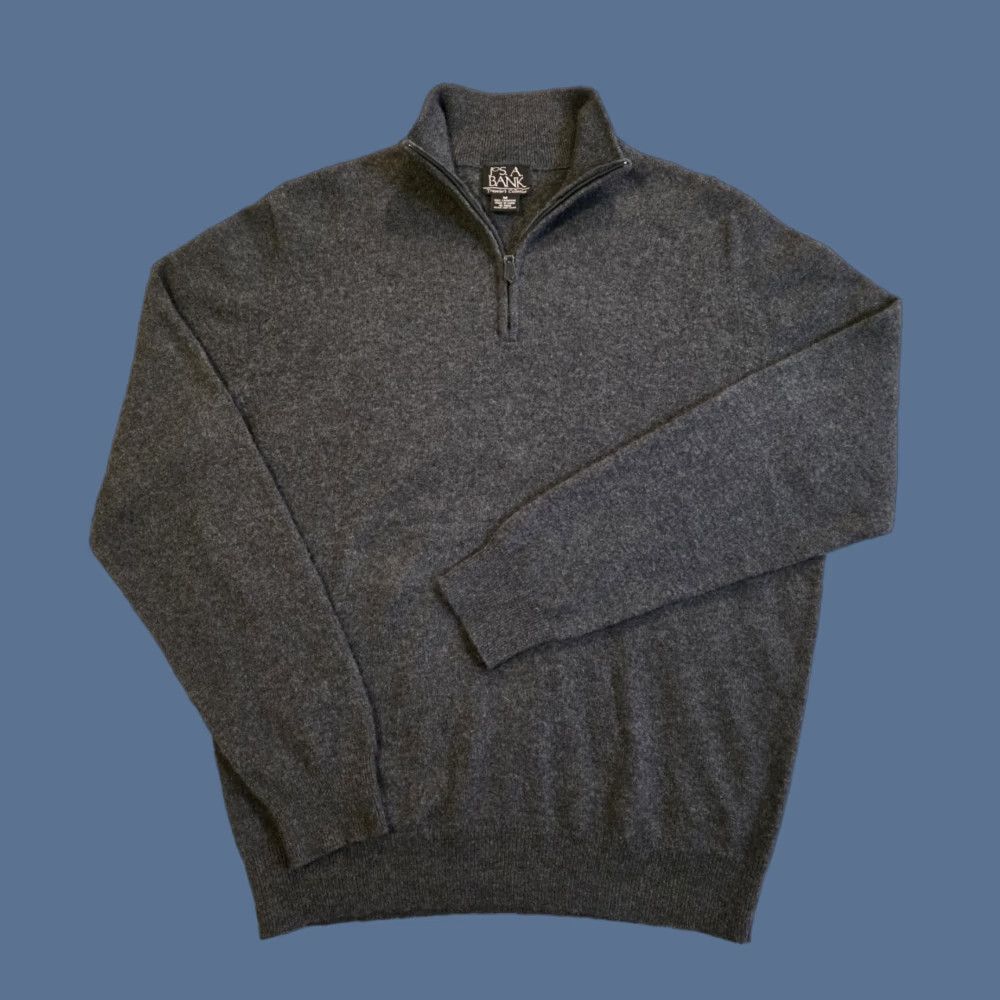 Jos. A. Bank VINTAGE Jos. A. Bank Travelers Collection 100% Cashmere 1/4 Sweater Charcoal Gray Medium Size US M / EU 48-50 / 2 - 1 Thumbnail
