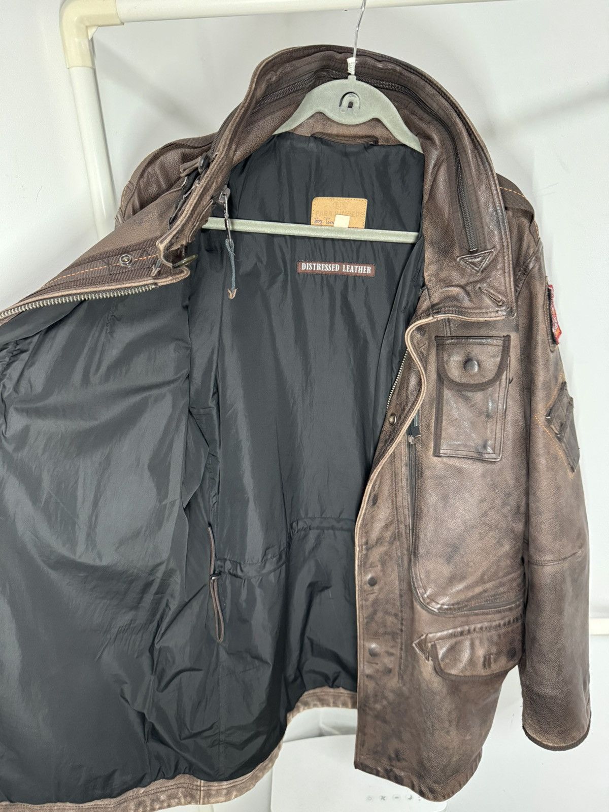 Parajumpers × Vintage Vintage Rare Parajumpers Distressed Real Leather Jacket Size US XL / EU 56 / 4 - 6 Thumbnail