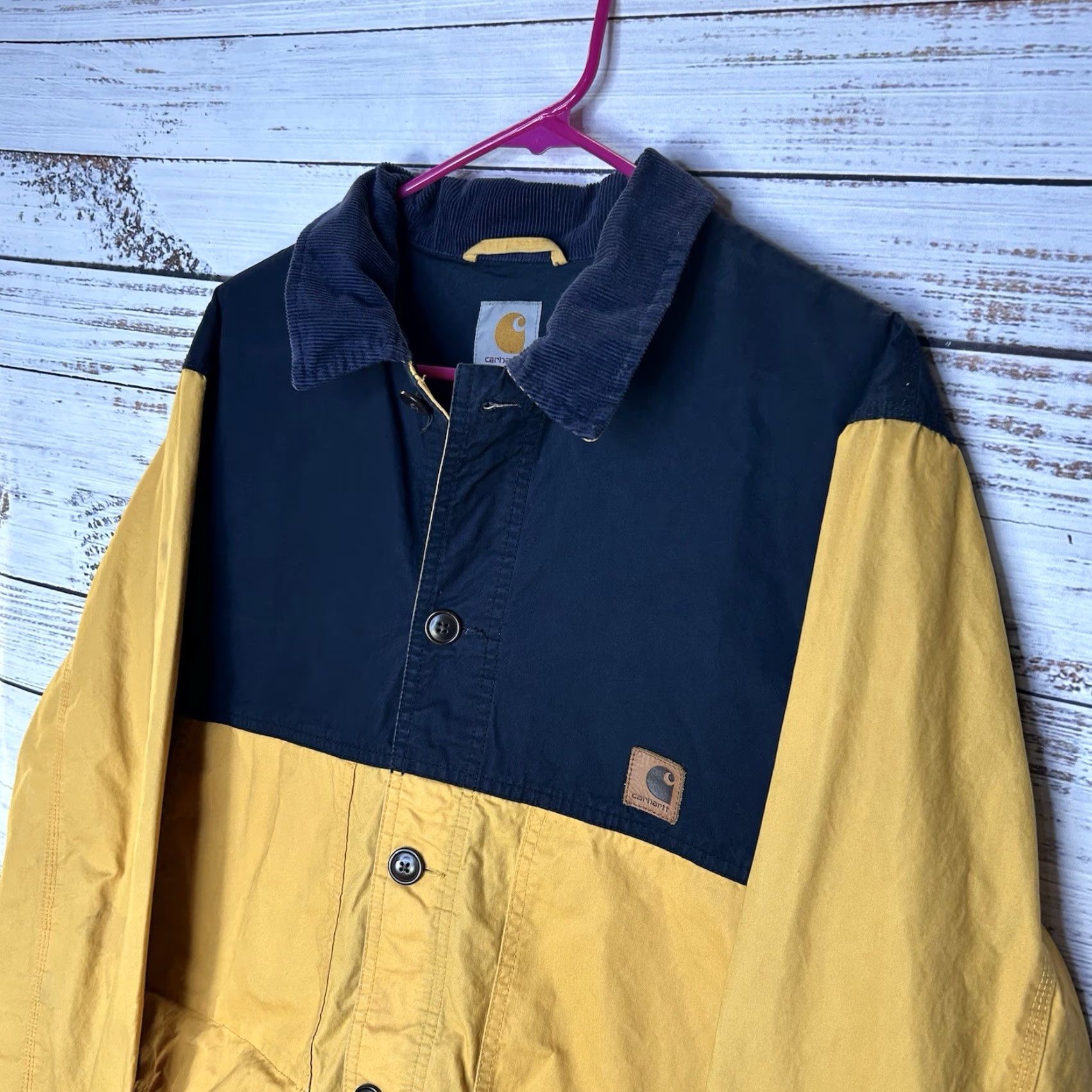 Carhartt Wip Carhartt WIP Work In Progress Clark Jacket Two Tone Corduroy Collar Fits Medium Jacket Mens Regular Corduroy Yellow Two Tone 90s? Size US M / EU 48-50 / 2 - 3 Thumbnail