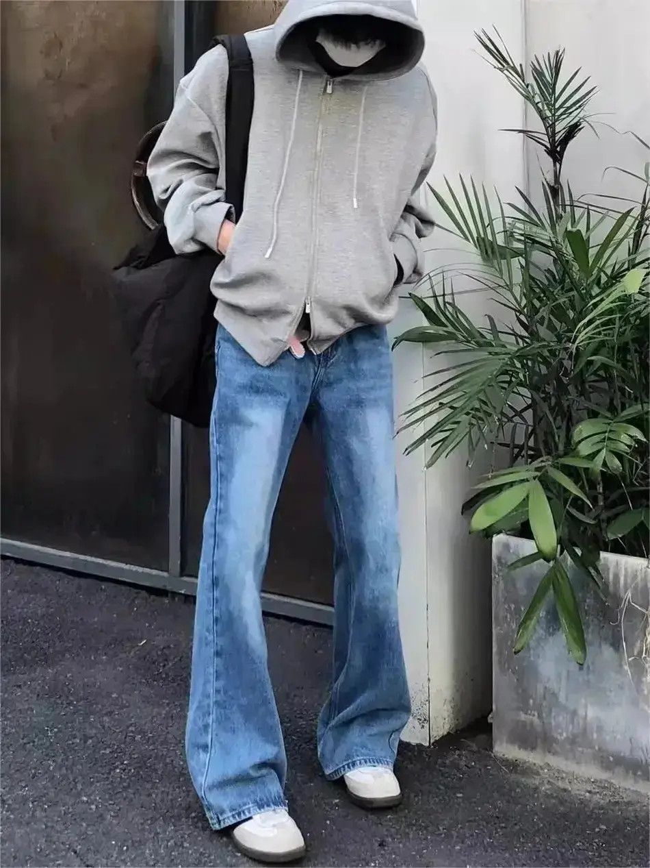 Japanese Brand Retro washed straight leg micro flared jeans Size US 32 / EU 48 - 1 Thumbnail