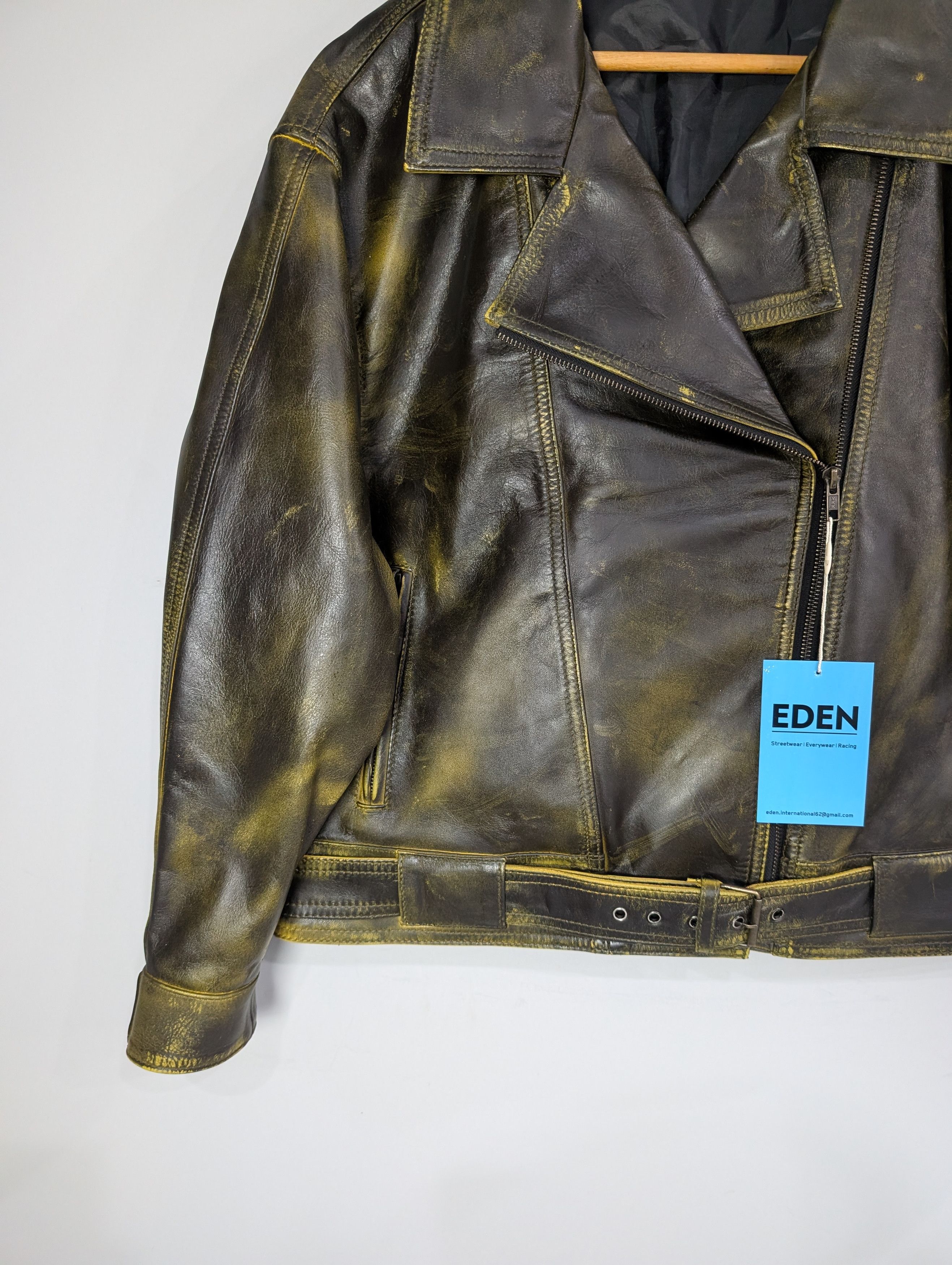 Vintage Oversized Vintage 90s Leather Jacket Retro Size M / US 6-8 / IT 42-44 - 4 Thumbnail