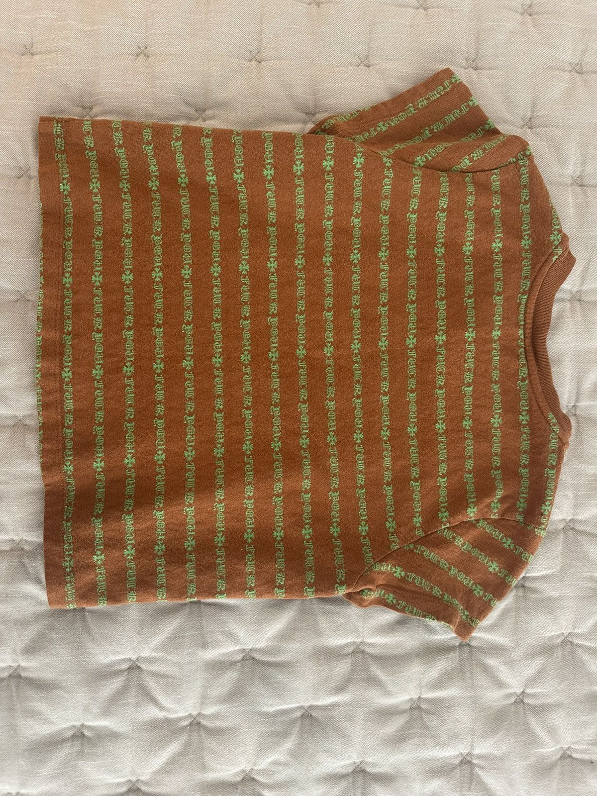 Chrome Hearts F*CK YOU STRIPE LOGO TEE "BROWN/GREEN" Size US XS / EU 42 / 0 - 3 Thumbnail