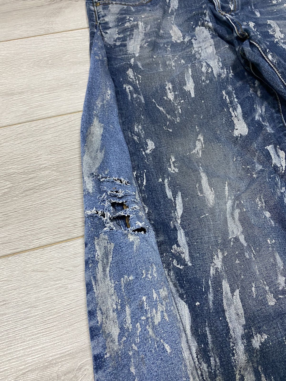 Vintage Jeans Dirty painted Pants patchwork crash thrasheddistressed Size US 35 - 4 Thumbnail