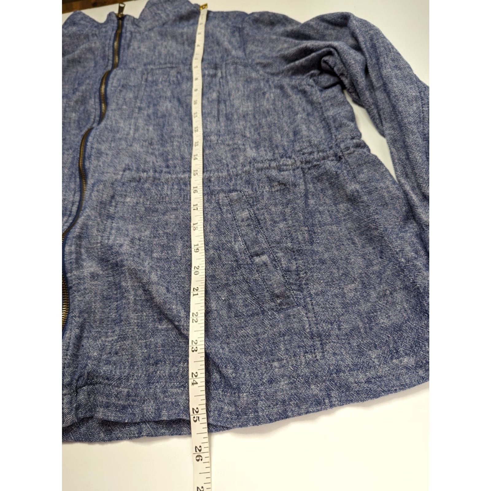 Old Navy Old Navy Women's Linen Blend Utility Jacket Adjustable Waist Chambray Blue Sz XL Size XL / US 12-14 / IT 48-50 - 5 Thumbnail