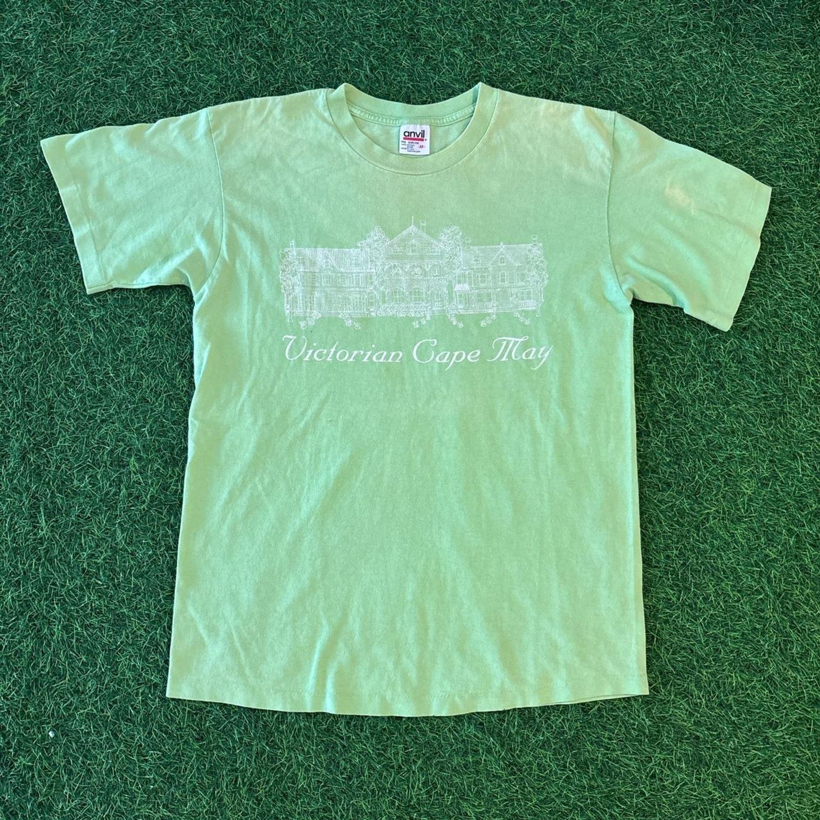 Anvil Vintage Lime Green Victorian Cape May Graphic Tee Size US M / EU 48-50 / 2 - 1 Thumbnail