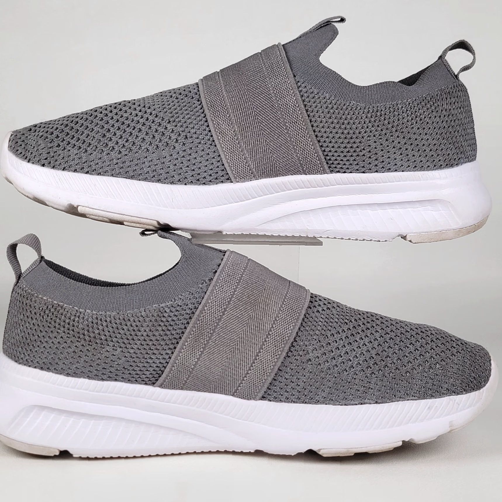 Athletic Works Athletic Works Men's Gray Banded Knit Upper Low Top Slip-on Sneakers Size 10 Athletic Shoes Mens Size US M / EU 48-50 / 2 - 4 Thumbnail