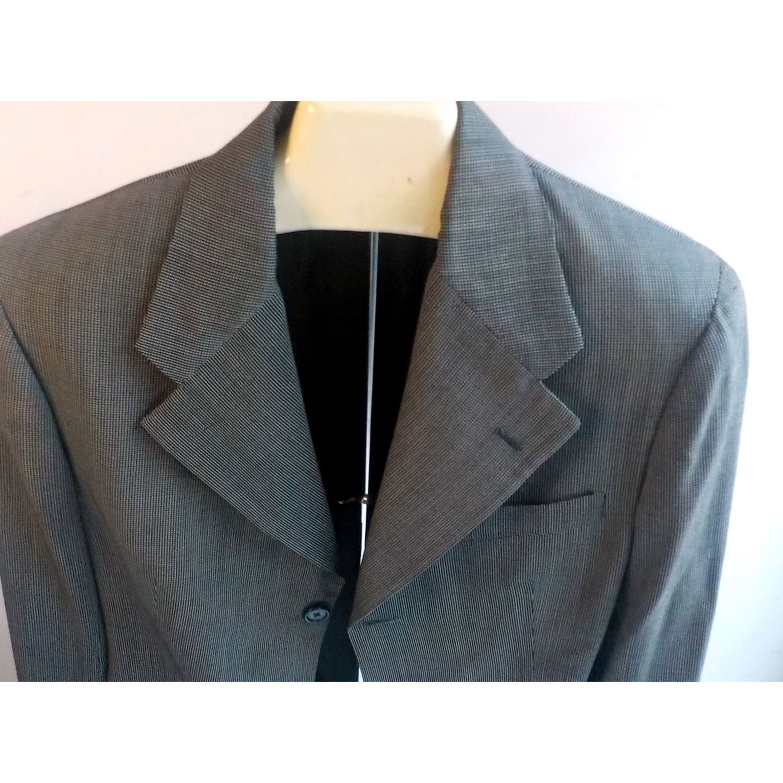 Vintage VINTAGE Ralph Lauren Blue Label 2 PC Pants Suit Wool Black/Ivory Size 4 Womens USA 100% Wool Pleated Front 2 Piece Suit Size 27" / US 4 / IT 40 - 2 Thumbnail