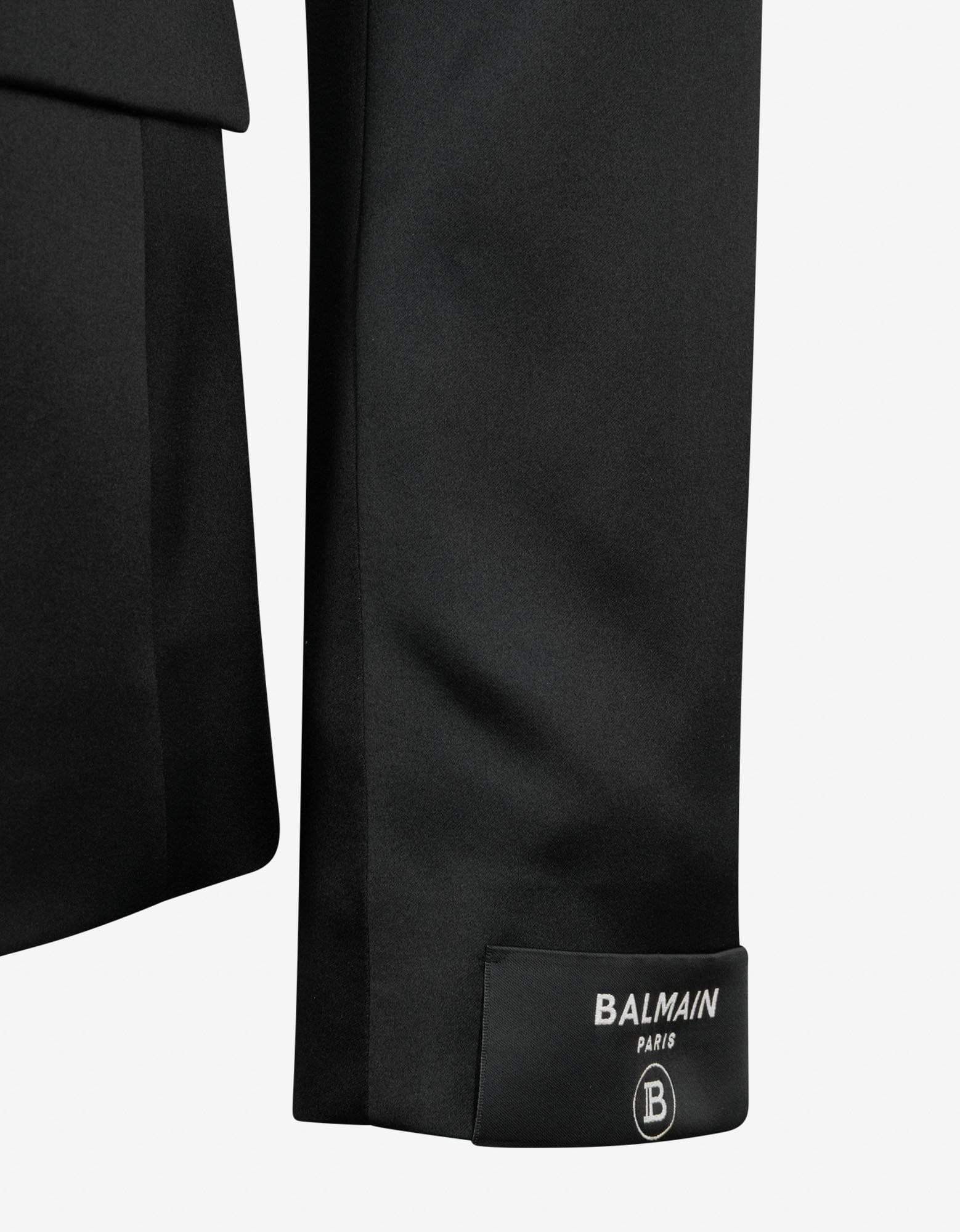 Balmain Balmain Black Double-Breasted Silk Blazer Size 54R - 8 Thumbnail