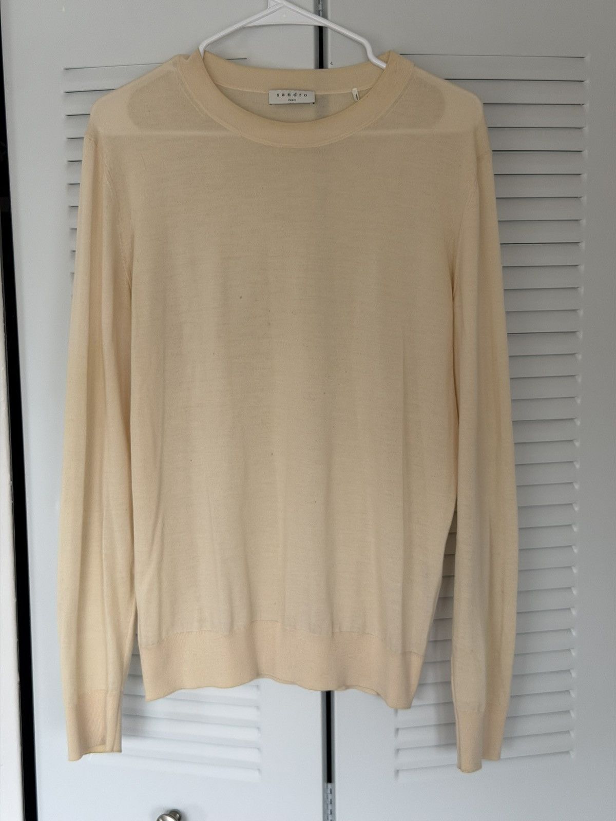 Sandro Sandro Paris Cream Lightweight Knit Sweater Size US M / EU 48-50 / 2 - 1 Thumbnail