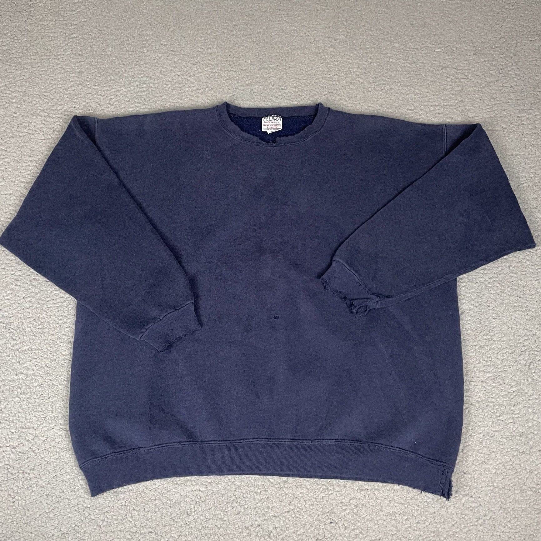 Vintage VINTAGE Pluma Sweatshirt Men's XL Blue Heavyweight Fleece Distressed 90s Crew Neck Blue Pullover Sweatshirt Size US XL / EU 56 / 4 - 2 Thumbnail
