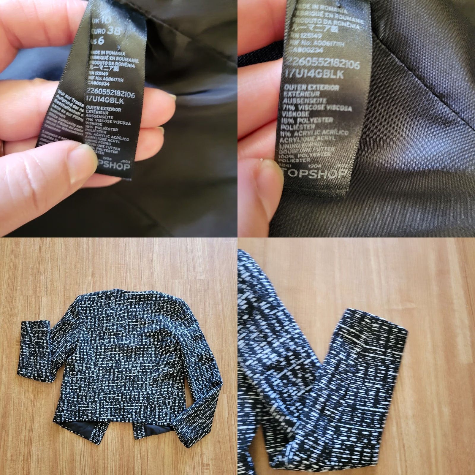 Topshop Topshop Blazer Womens 6 Black White Tweed Open Front Career Business Suit Jacket Shirt Ladies Blazer Womens Classic Vintage false Size M / US 6-8 / IT 42-44 - 8 Thumbnail