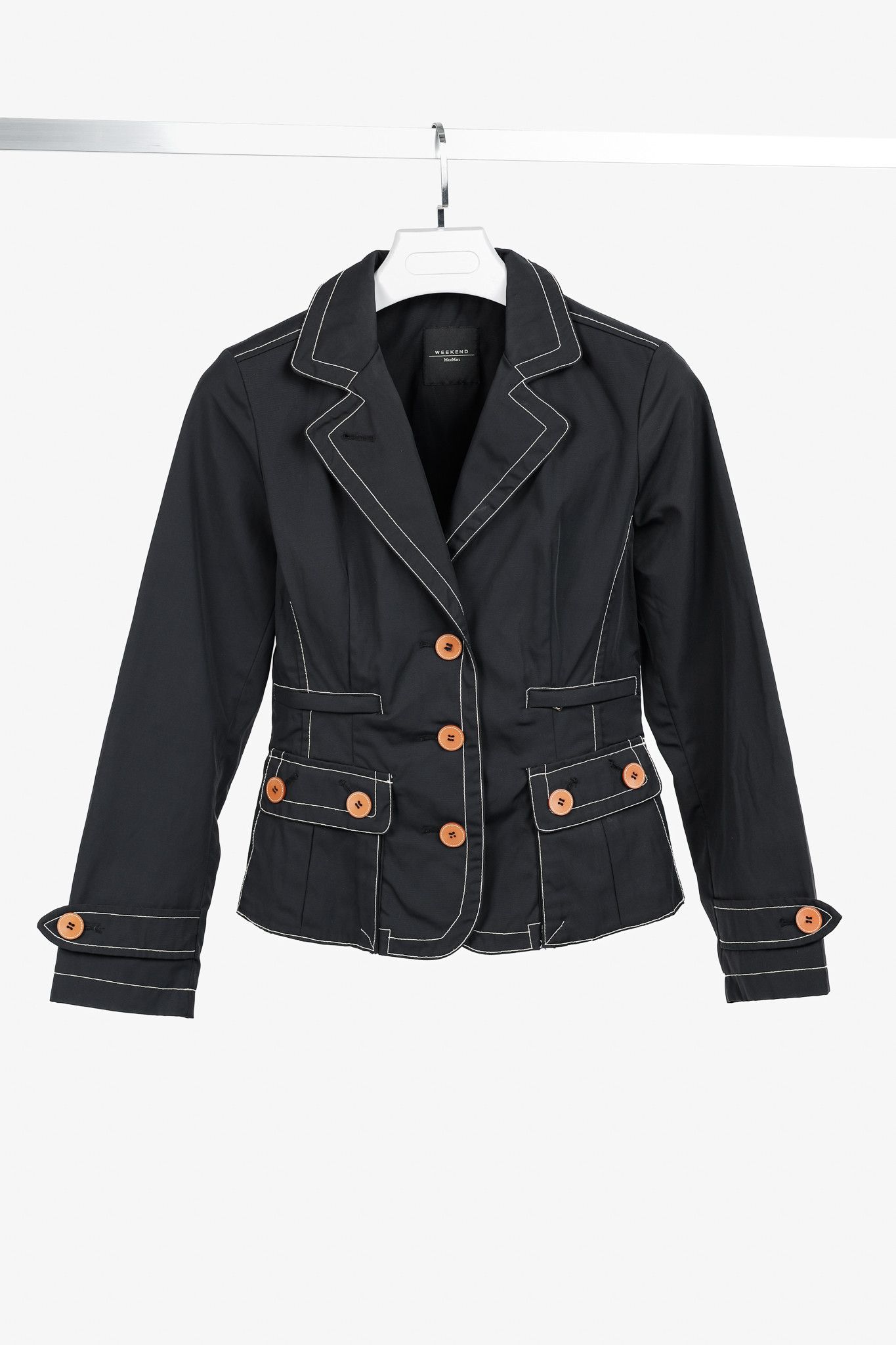 Weekend Max Mara Weekend Max Mara Black Contrast-Stitching Nylon Blazer Size M / US 6-8 / IT 42-44 - 1 Thumbnail