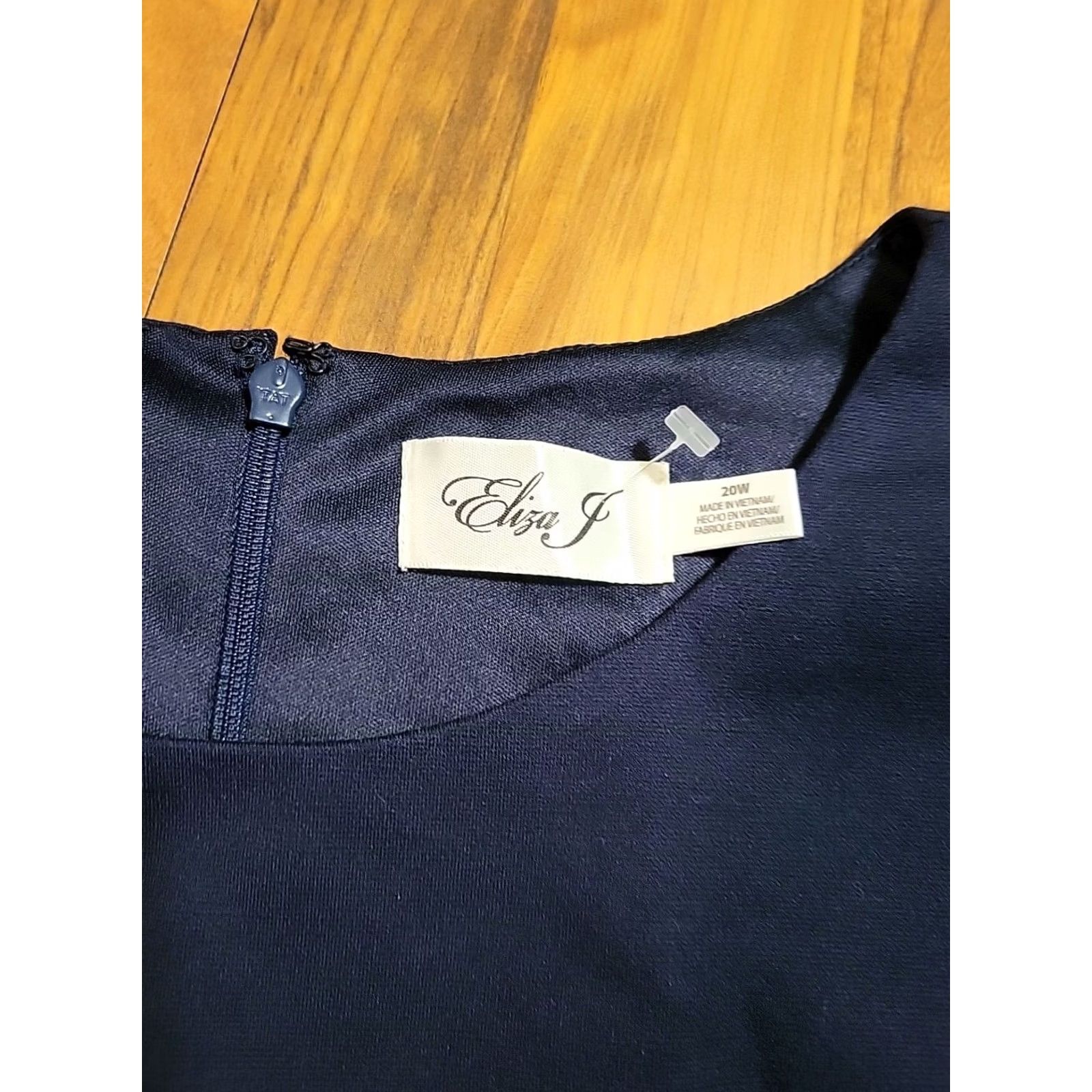 Vintage Eliza J Slip Dress Navy Blue 20W Knee Length Lined Plus Size Women Sleeveless Round Neck Party/Cocktail Casual Formal NWT MSRP 159 Size 3XL / US 20-22 - 5 Thumbnail