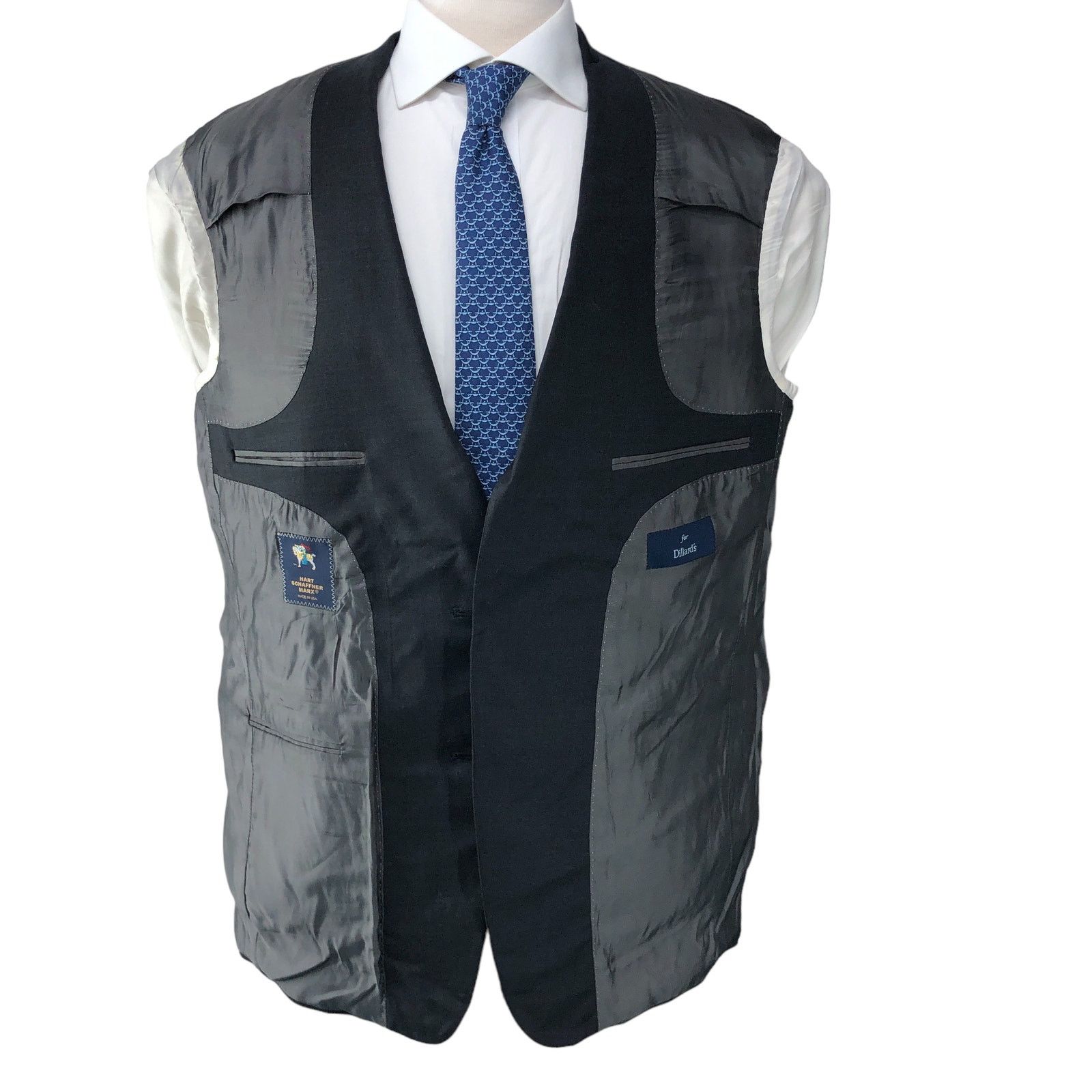 Hart Schaffner Marx Hart Schaffner Marx Mens 44R Sport Coat Gray 2 Button USA Size 44R - 13 Thumbnail