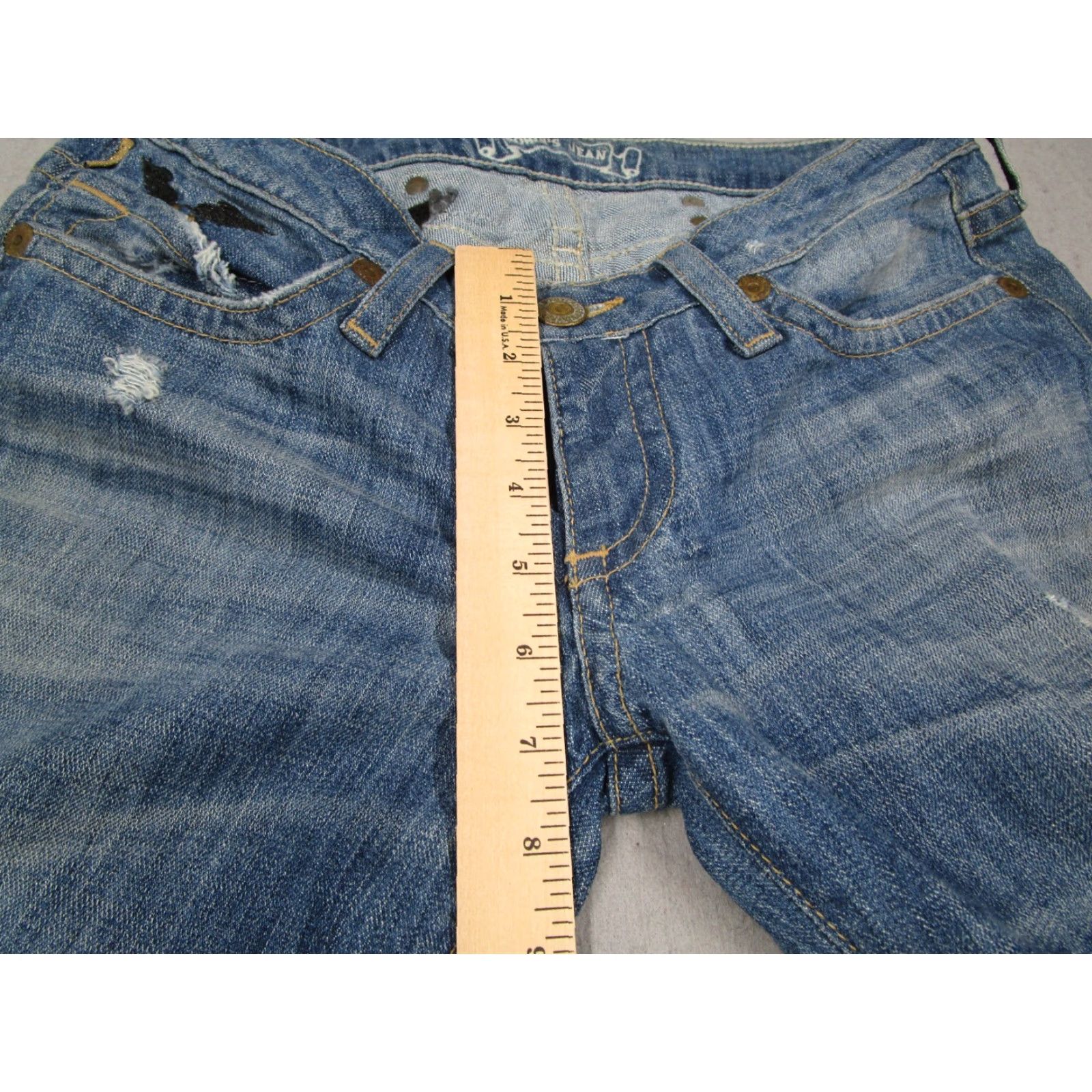 Miss Me Robins Jeans Women 27 Blue Slim Low Rise Denim Rock & Roll Made in USA Jeans 27x32 Size 27" / US 4 / IT 40 - 6 Thumbnail