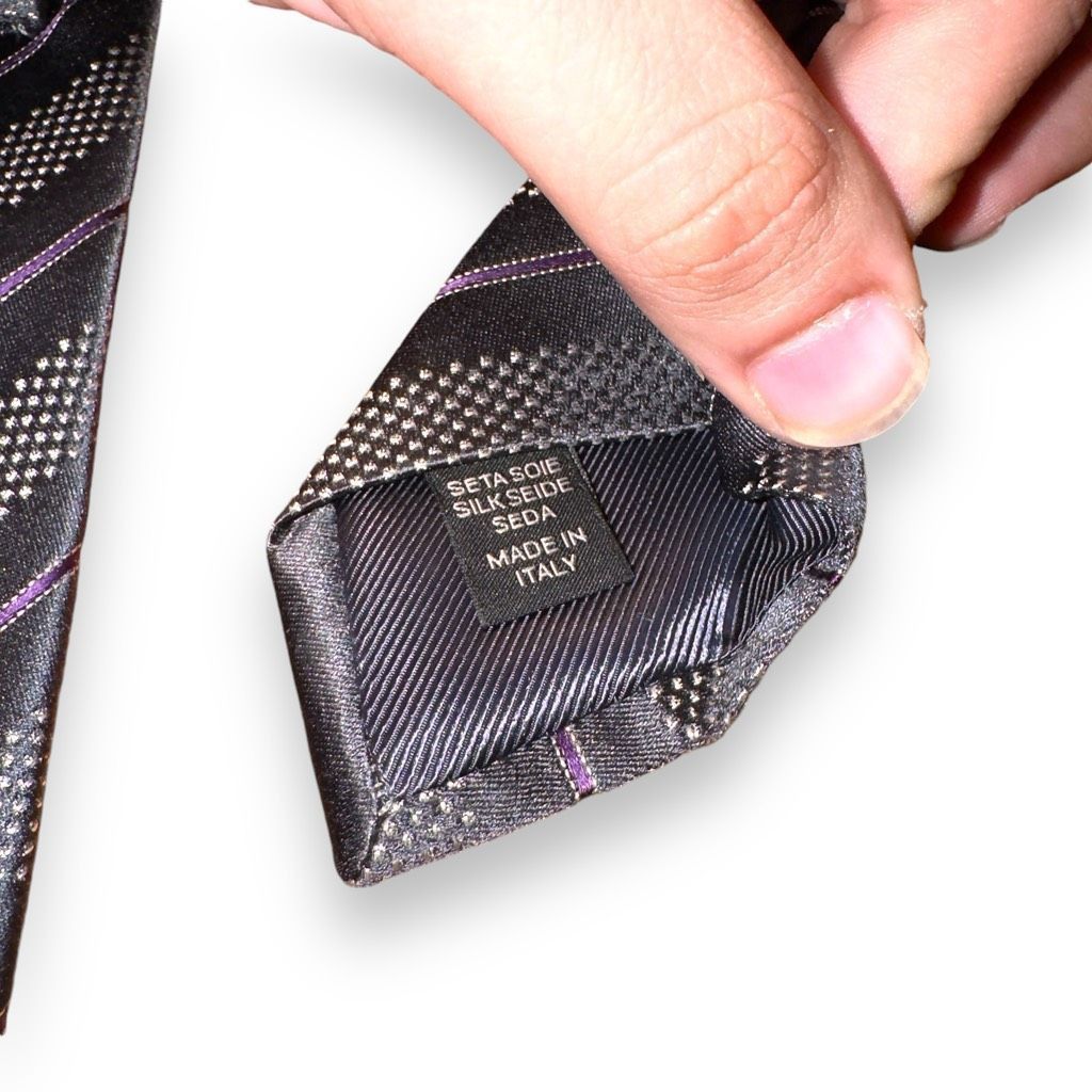Ermenegildo Zegna Ermenegildo Zegna Gray & Purple Striped Handmade in Italy Ti Size ONE SIZE - 5 Thumbnail