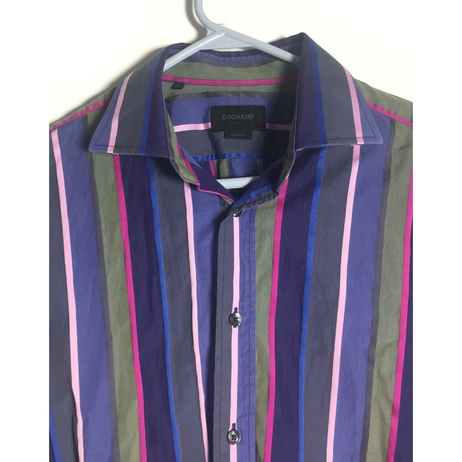 Duchamp Duchamp London Mens Blue Cotton Long Sleeve Shirt Size 16 Size US L / EU 52-54 / 3 - 5 Thumbnail
